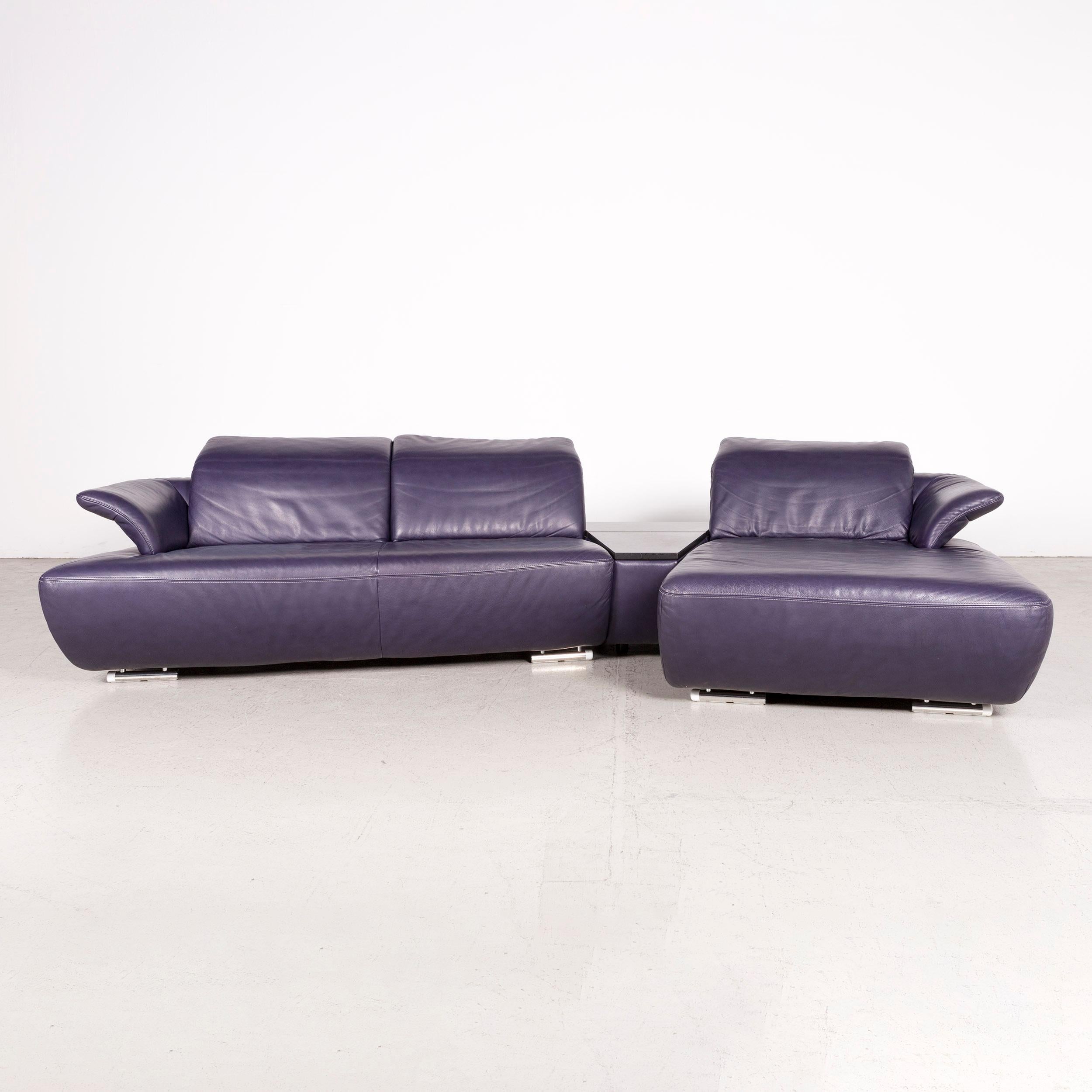 purple leather corner sofa