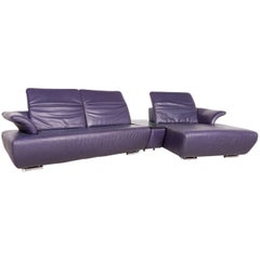 Koinor Avanti Designer Leather Corner Sofa Purple Genuine Leather Sofa Couch