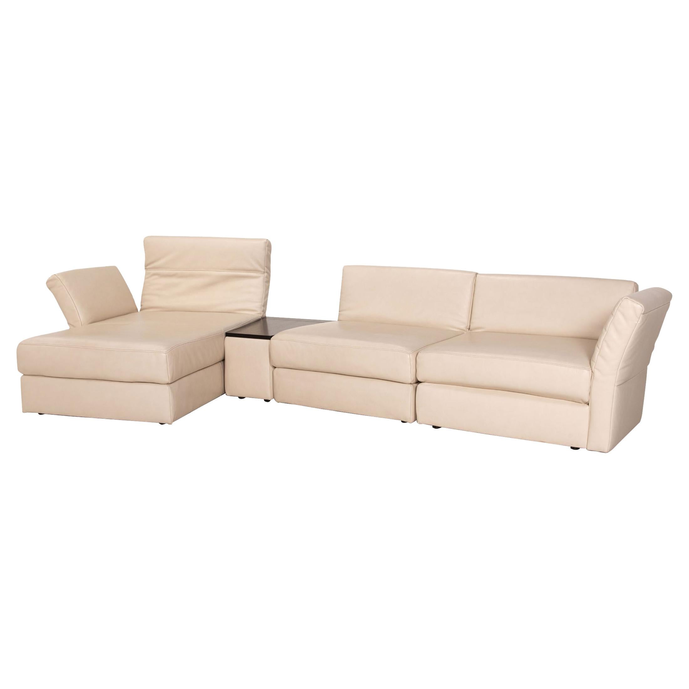 Koinor Avanti Leather Corner Sofa Beige Sofa Couch Function For Sale