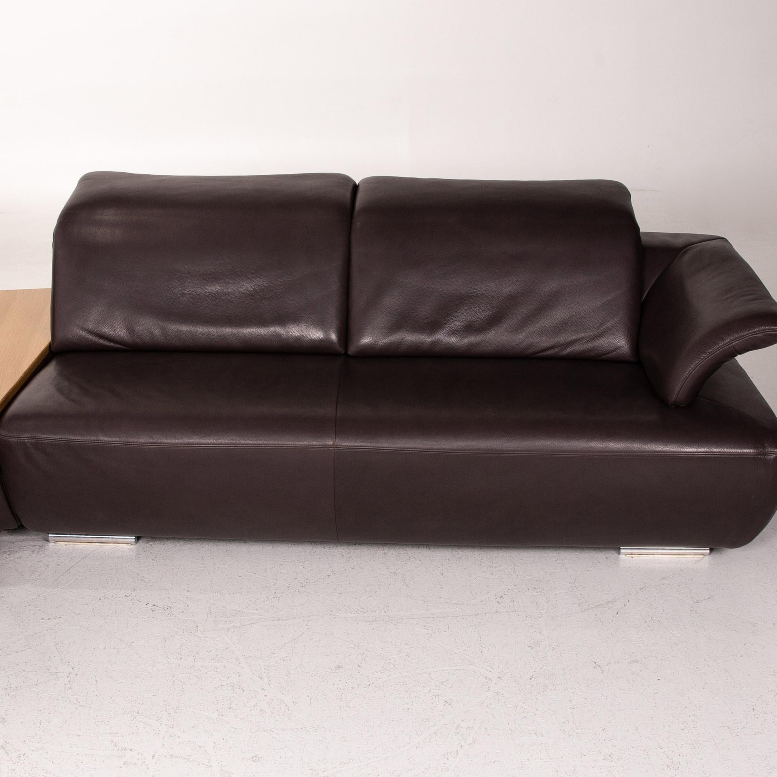 Koinor Avanti Leather Corner Sofa Brown Dark Brown Wood Function Sofa Couch For Sale 2