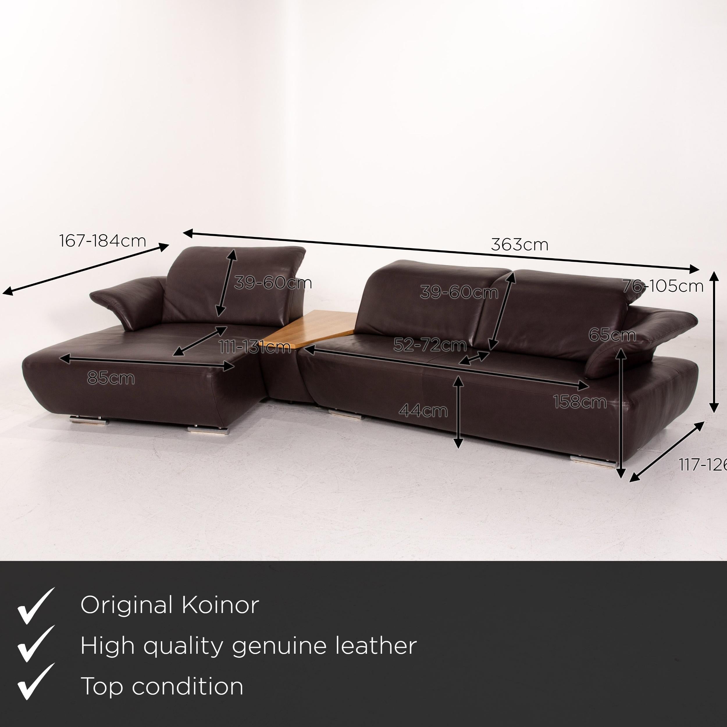 We present to you a Koinor Avanti leather corner sofa brown dark brown wood function sofa couch.
   
 

 Product measurements in centimeters:
 

Depth 167
Width 184
Height 76
Seat height 44
Rest height 65
Seat depth 111
Seat width