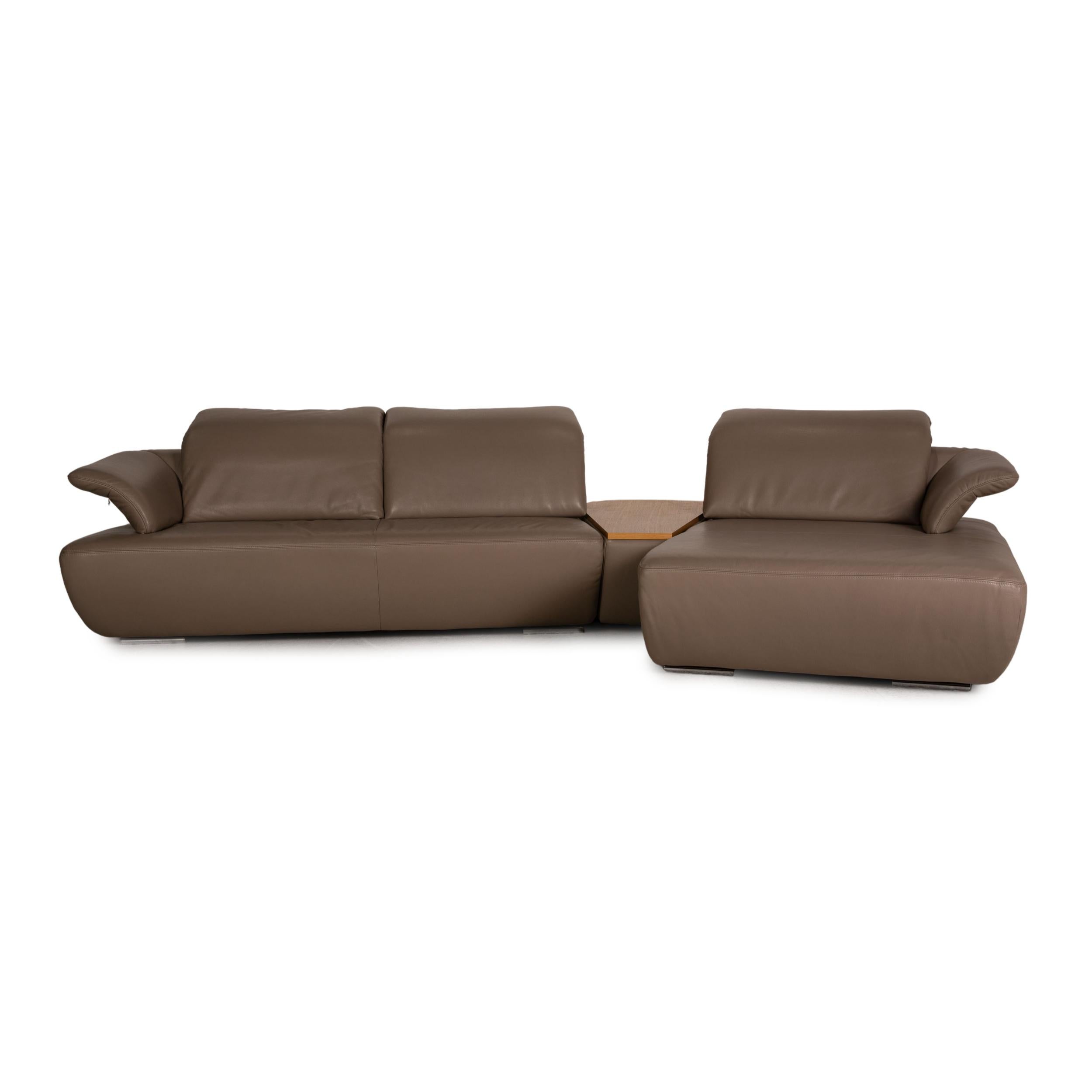 Contemporary Koinor Avanti Leather Sofa Beige Corner Sofa Couch Function For Sale