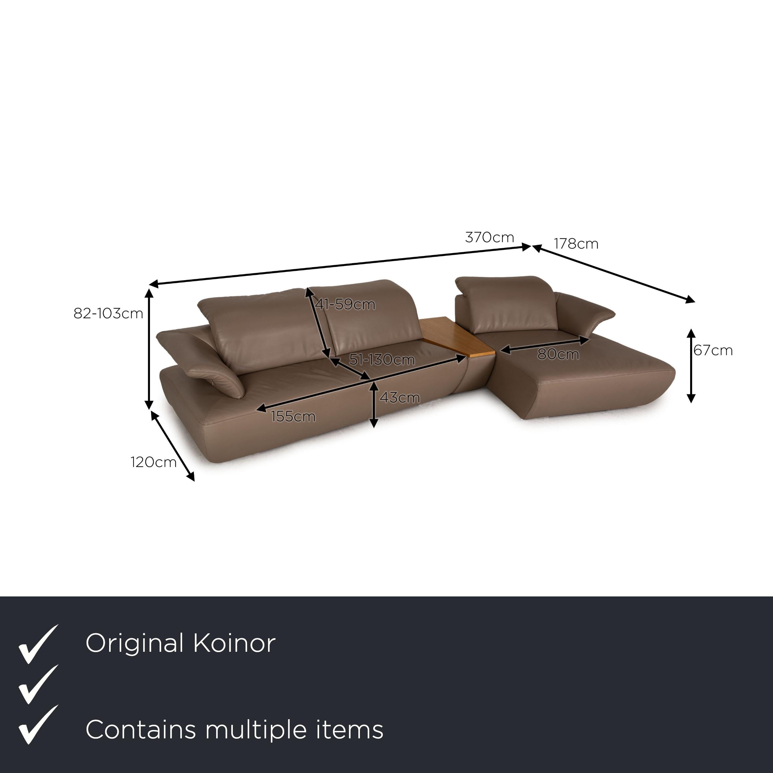 We present to you a Koinor Avanti leather sofa set beige corner sofa ottoman.

Product measurements in centimeters:

depth: 120
width: 370
height: 82
seat height: 43
rest height: 67
seat depth: 51
seat width: 155
back height: 41.

 