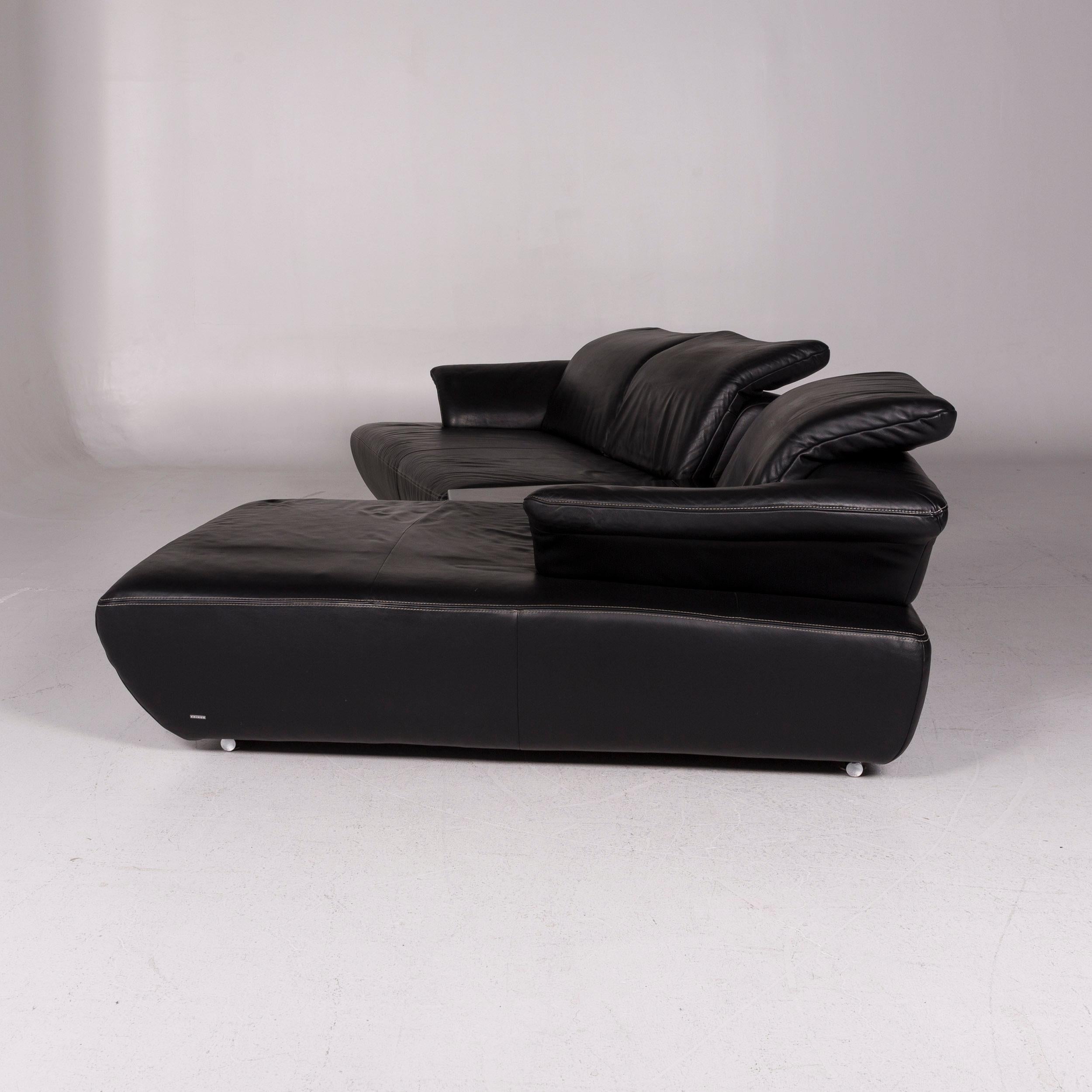 Koinor Avanti Leather Sofa Set Black 1 Corner Sofa 1 Stool Function 8