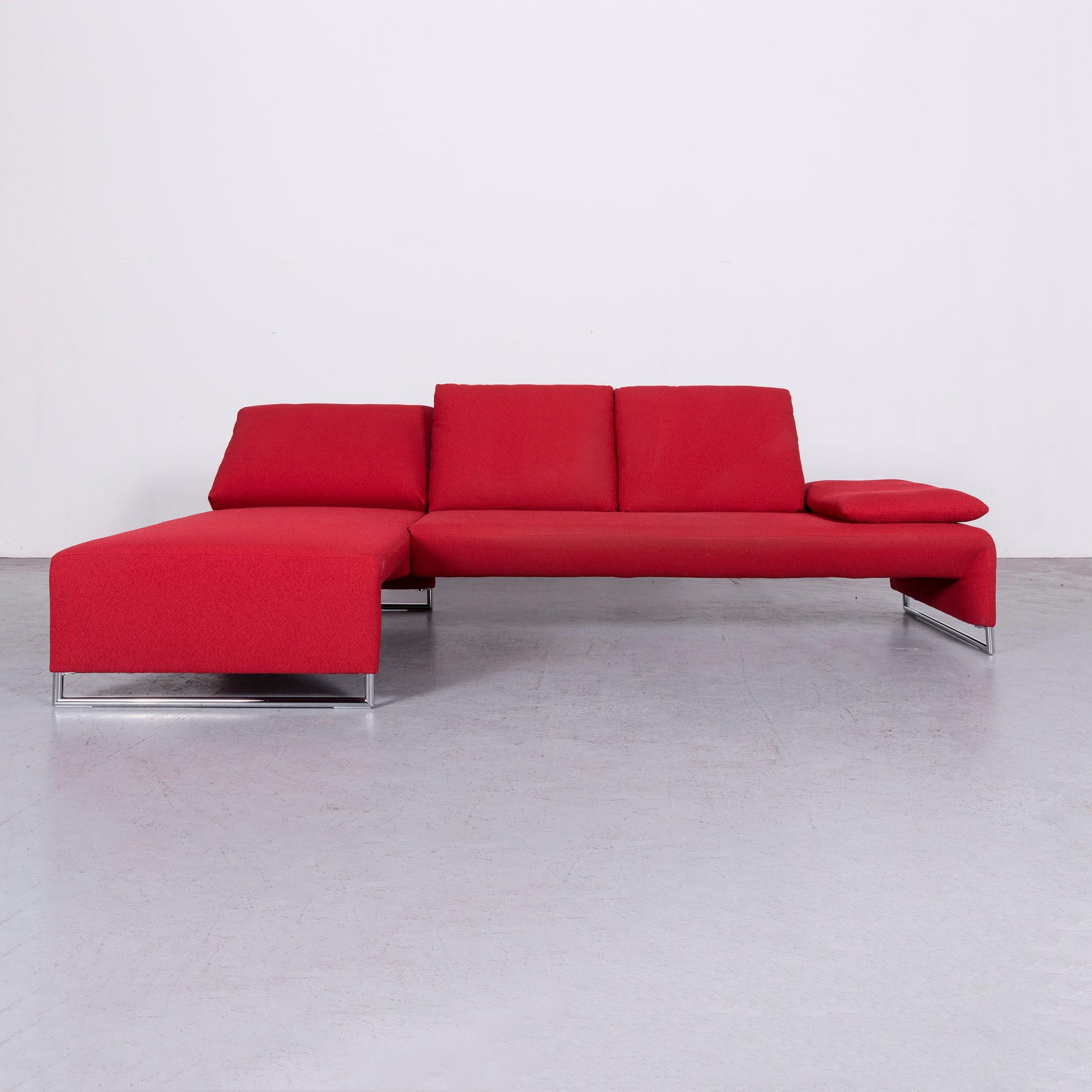 Contemporary Koinor Designer Fabric Sofa in Red Corner, Sofa Couch For Sale