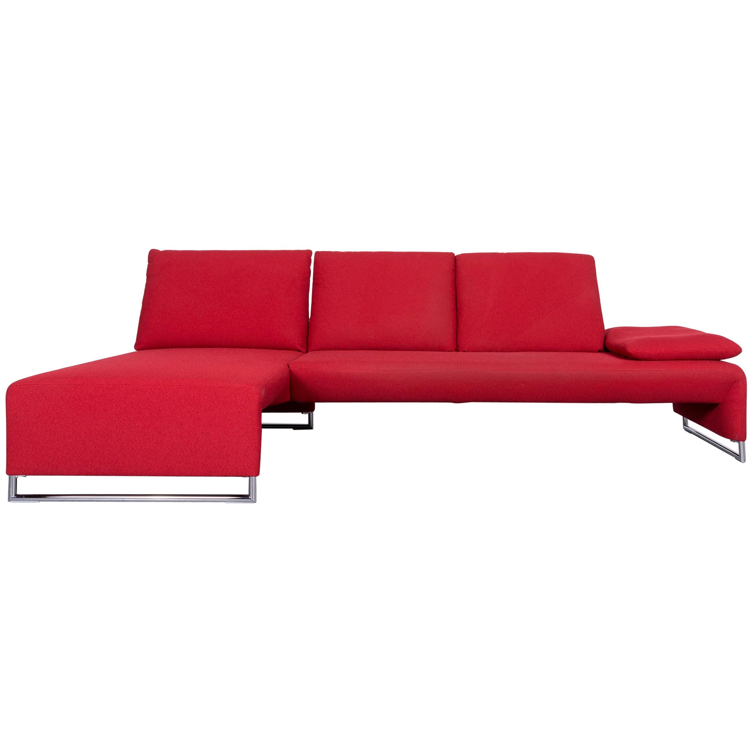 Koinor Designer Fabric Sofa in Red Corner, Sofa Couch For Sale