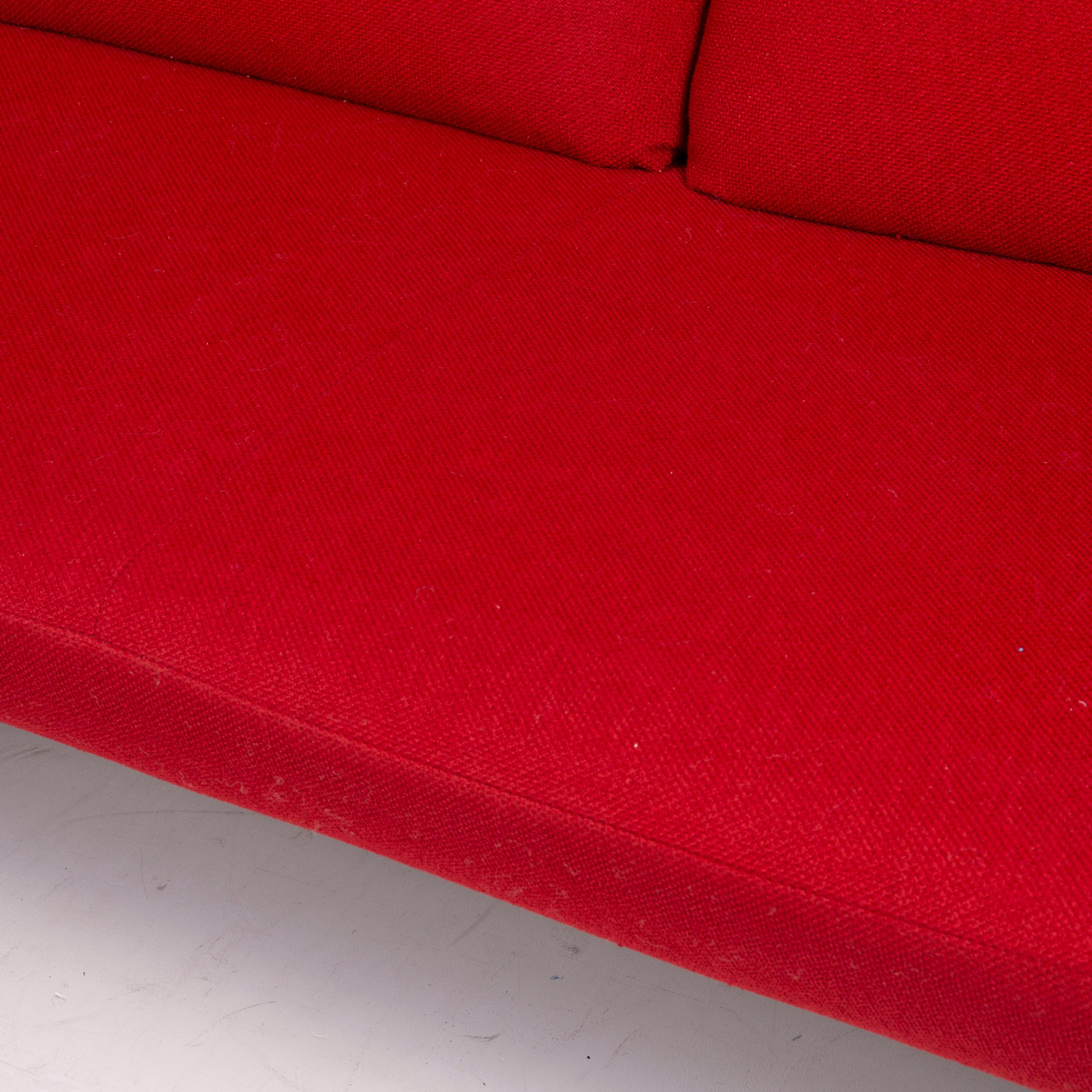 Koinor Designer Fabric Sofa Red Corner Sofa Couch In Good Condition For Sale In Cologne, DE