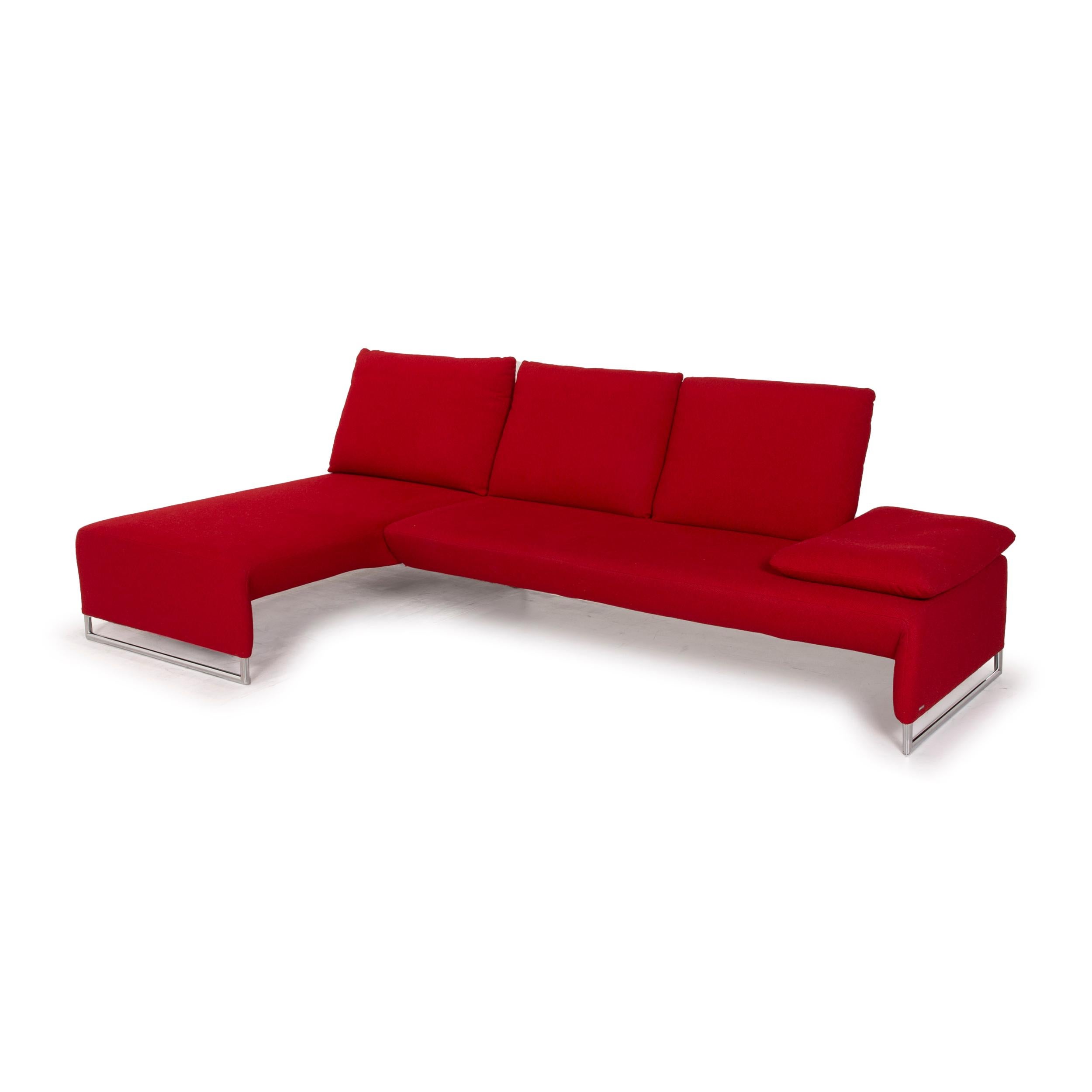 Contemporary Koinor Designer Fabric Sofa Red Corner Sofa Couch For Sale