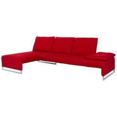 Koinor Designer Fabric Sofa Red Corner Sofa Couch