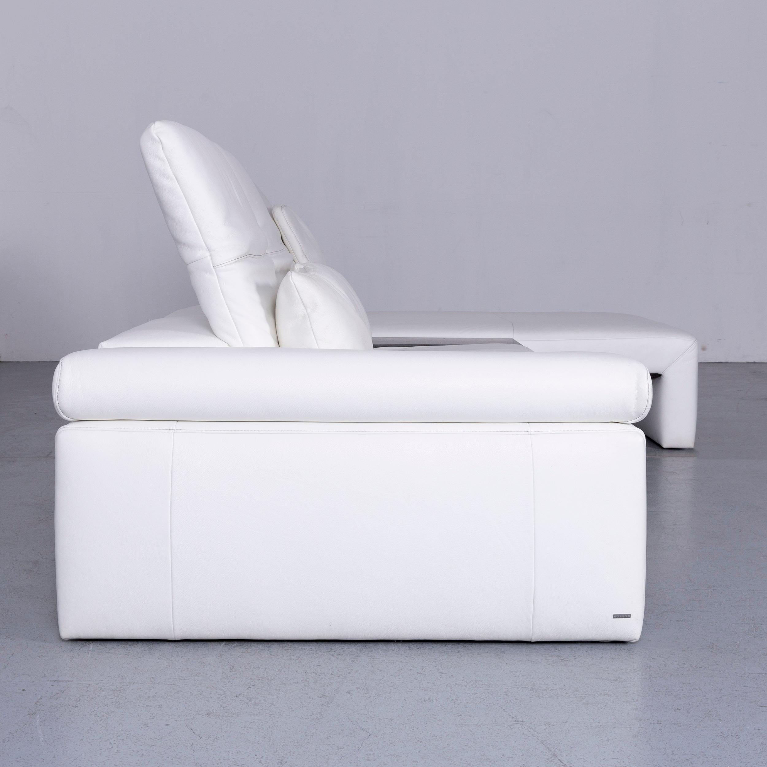 Koinor Designer Leather Corner Sofa in White with Functions For Sale 5