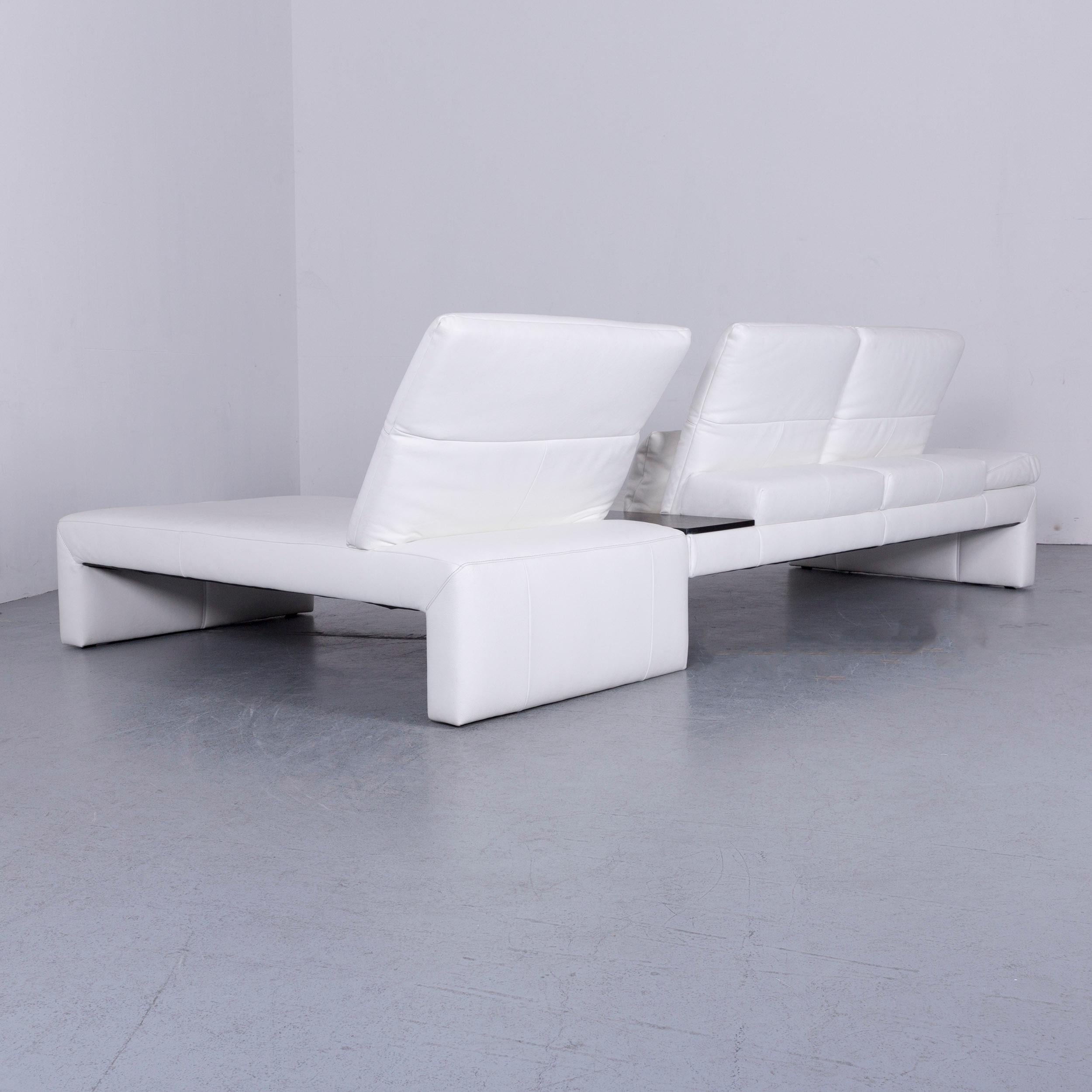 Koinor Designer Leather Corner Sofa in White with Functions For Sale 6