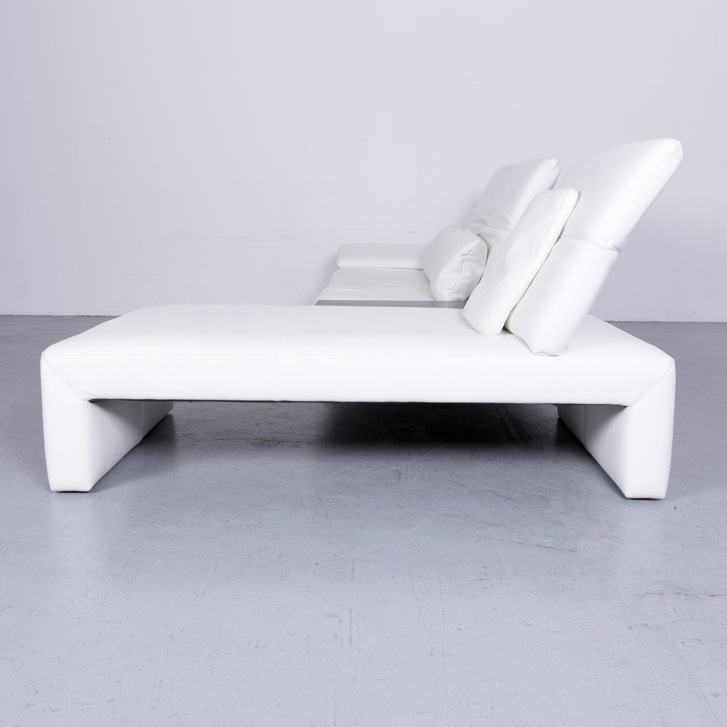 Koinor Designer Leather Corner Sofa in White with Functions For Sale 7