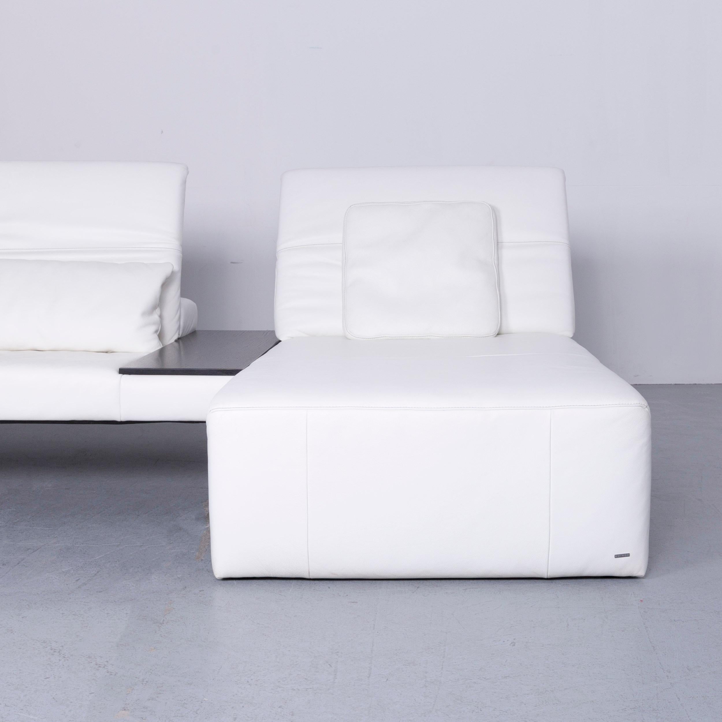 German Koinor Designer Leather Corner Sofa in White with Functions For Sale