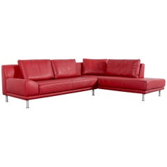 Koinor Designer Leather Corner-Sofa Red Couch