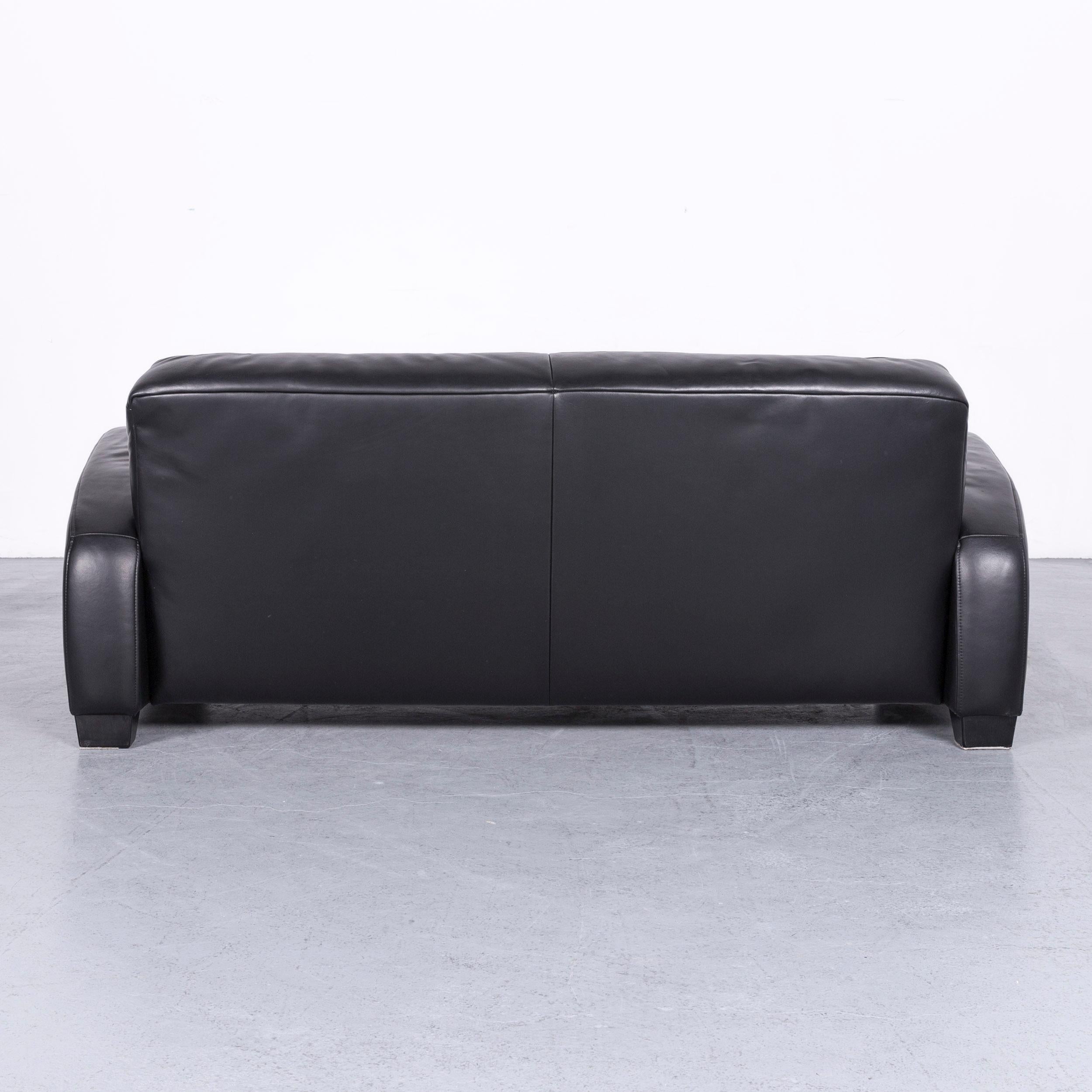 Koinor Designer Leather Sofa Black Two-Seat Couch 4