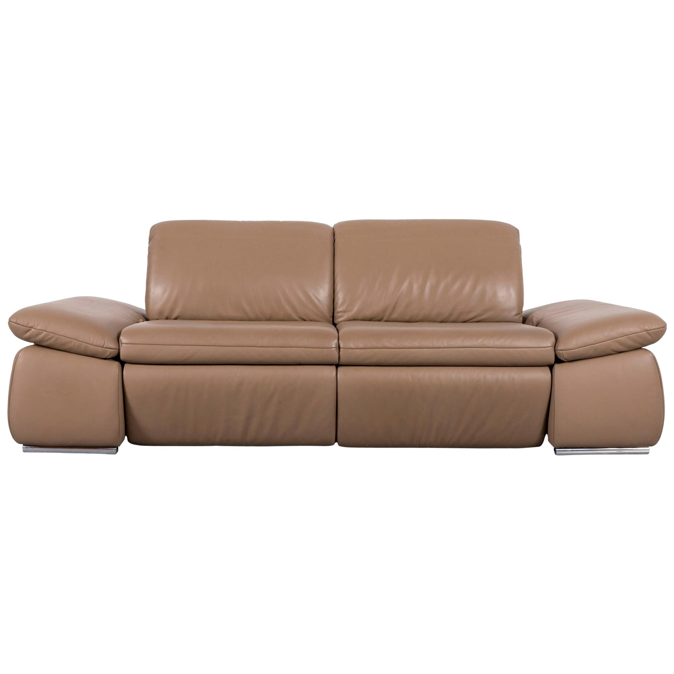 Koinor Designer Leather Sofa Brown Beige Couch Two-Seat Relax Function For Sale