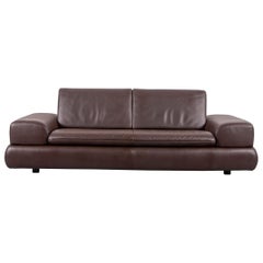 Used Koinor Designer Leather Sofa Brown Three-Seat Couch