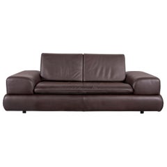 Used Koinor Designer Leather Sofa Brown Two-Seat Couch