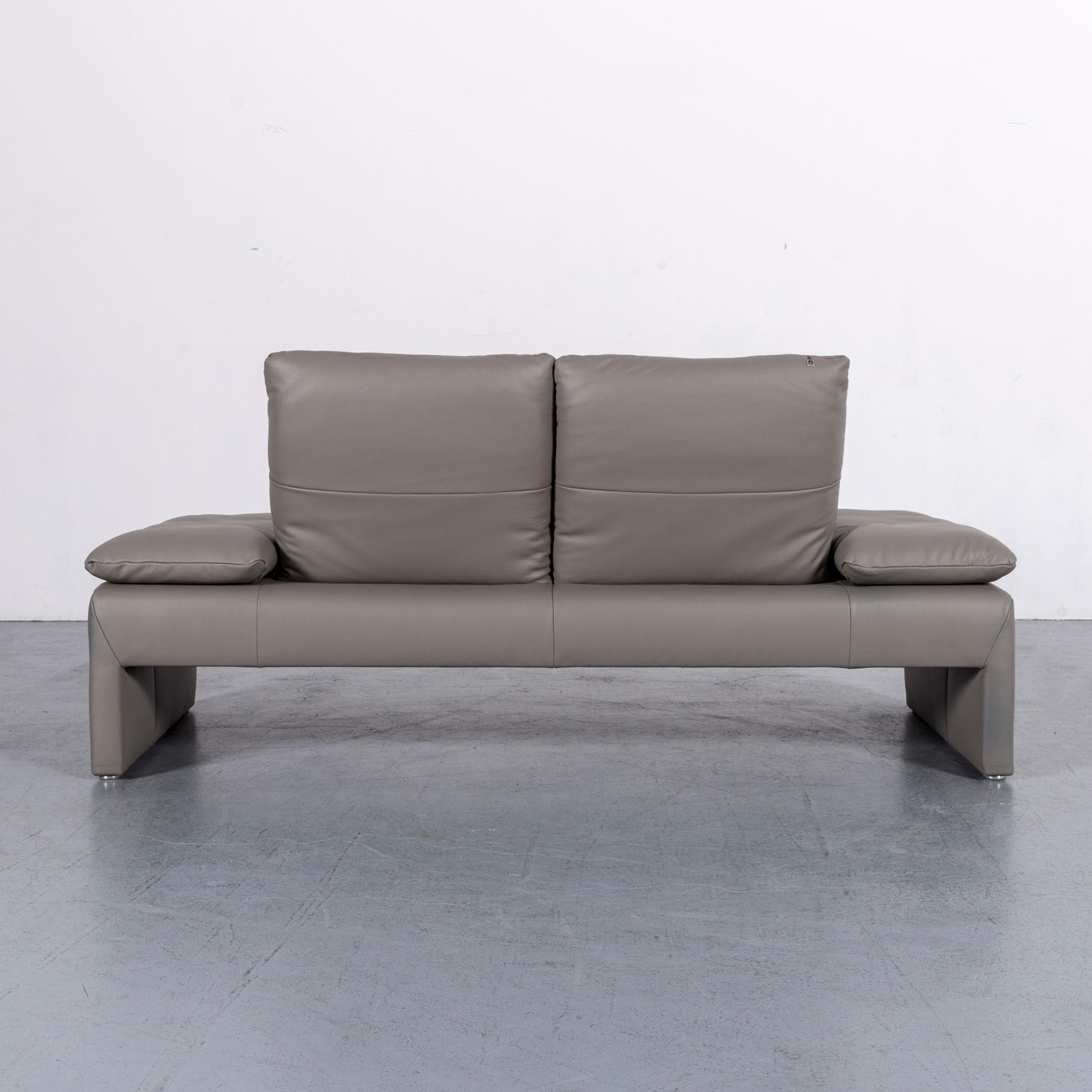 Koinor Designer Leather Sofa Grey Two-Seat Couch 6