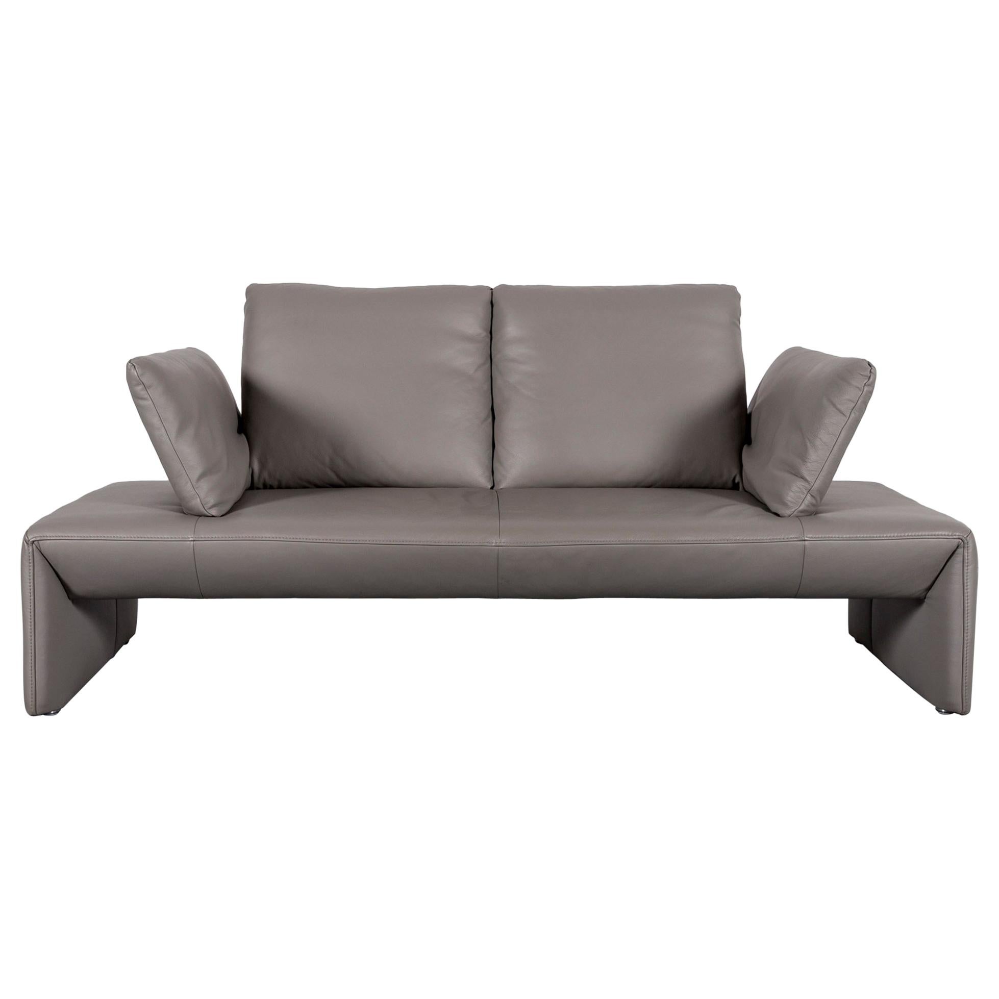 Koinor Designer Leather Sofa Grey Two-Seat Couch