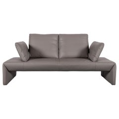 Koinor Designer Leather Sofa Grey Two-Seat Couch