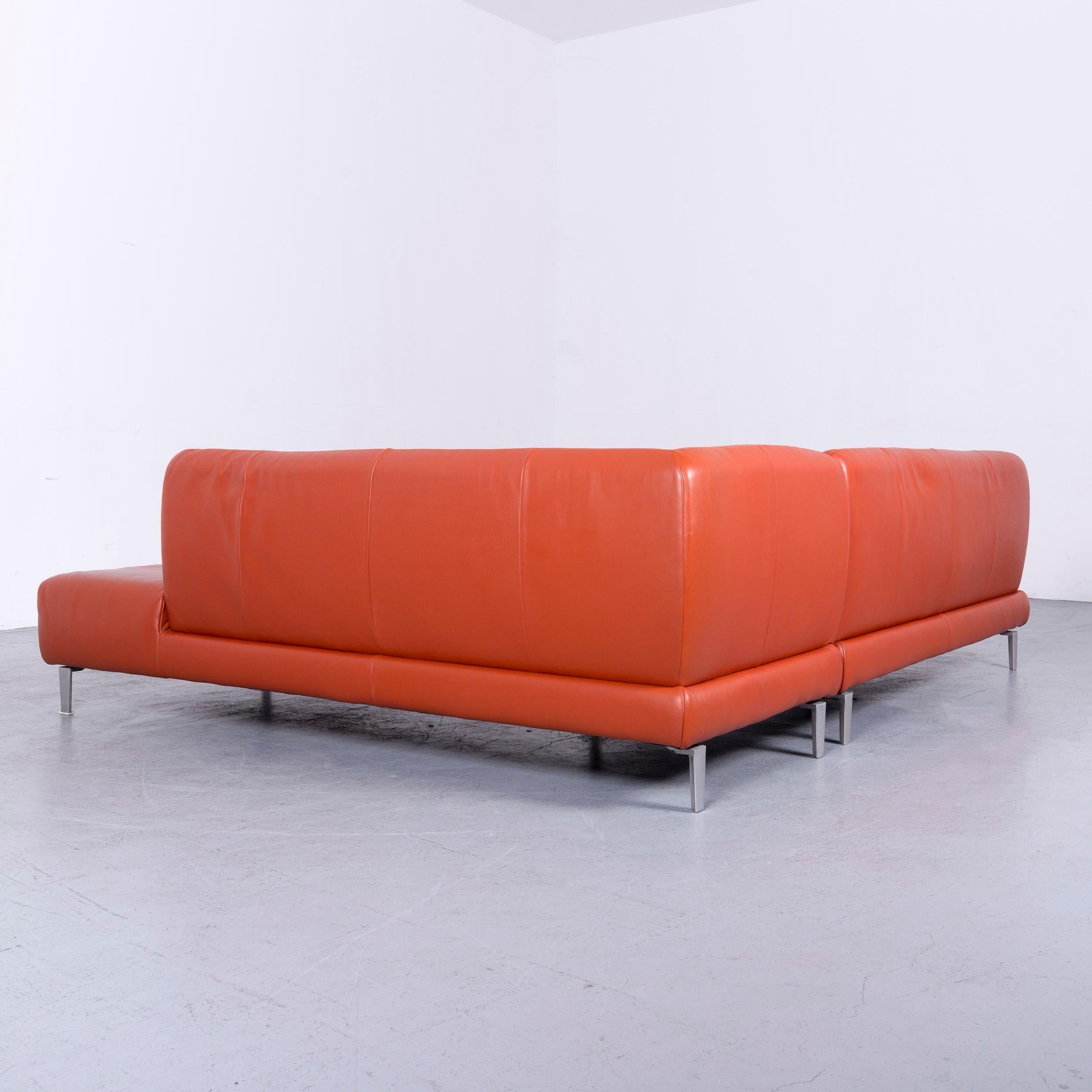 Koinor Designer Leather Sofa in Orange Corner-Sofa Couch 5