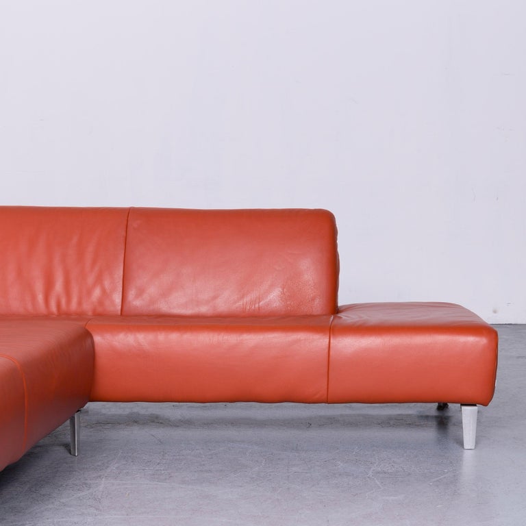 Koinor Designer Leather Sofa in Orange CornerSofa Couch at 1stDibs