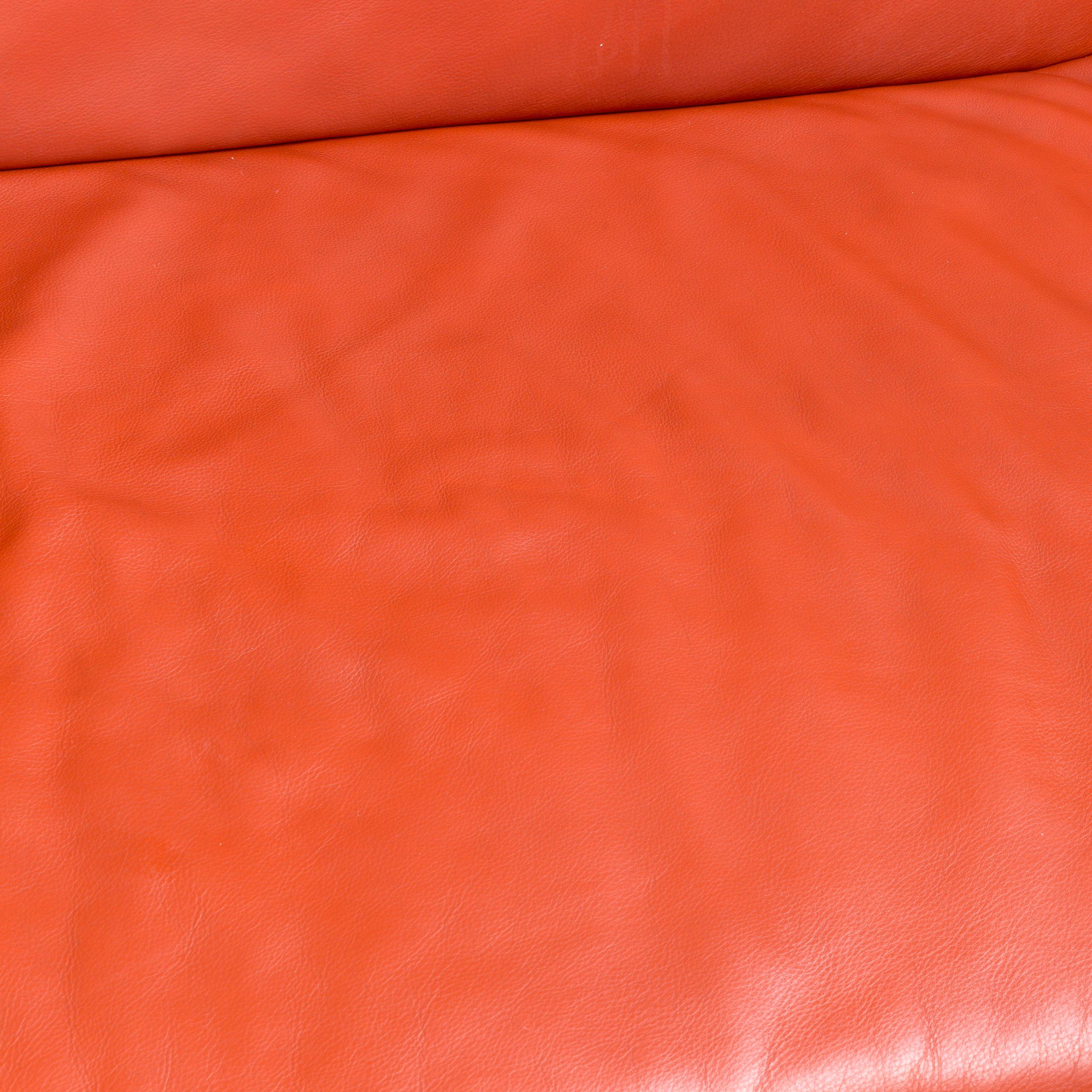 Koinor Designer Leather Sofa in Orange Corner-Sofa Couch 2