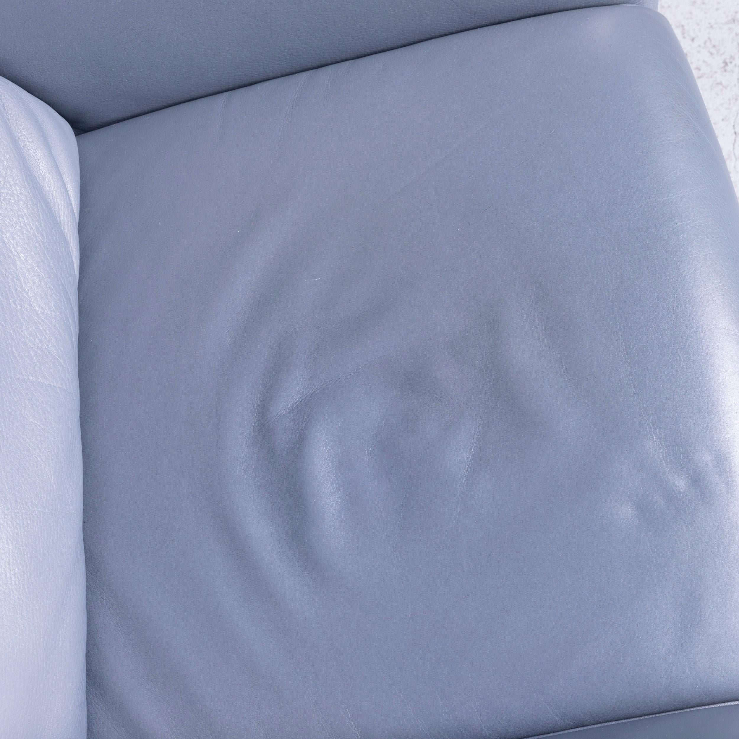 German Koinor Designer One-Seat Sofa Blue Leather Armchair