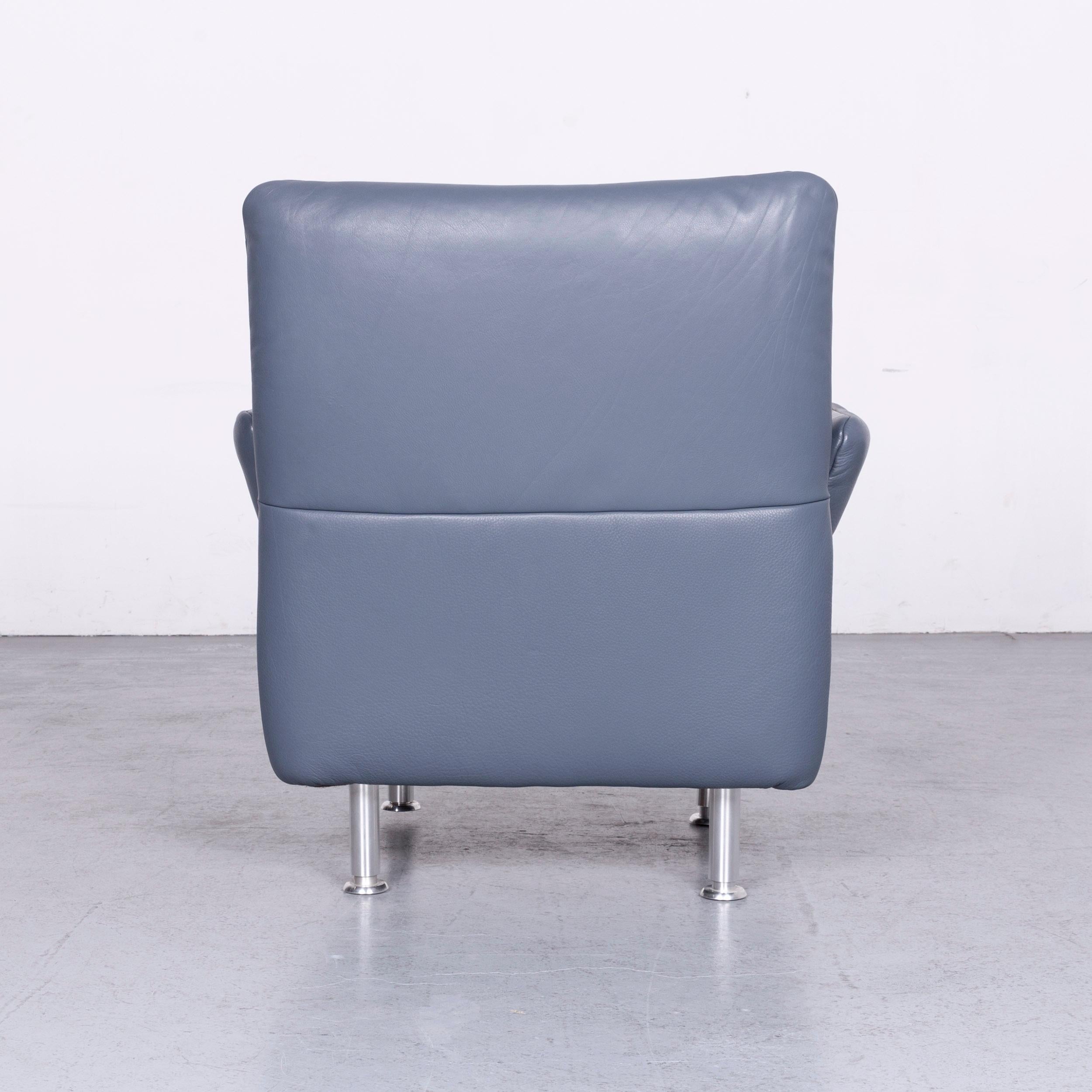 Koinor Designer One-Seat Sofa Blue Leather Armchair 2