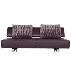 Koinor Designer Sofa Purple Three-Seat Leather Couch with Function