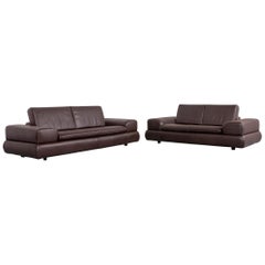 Koinor Designer Sofa Set of Brown Three-Seat and Two-Seat