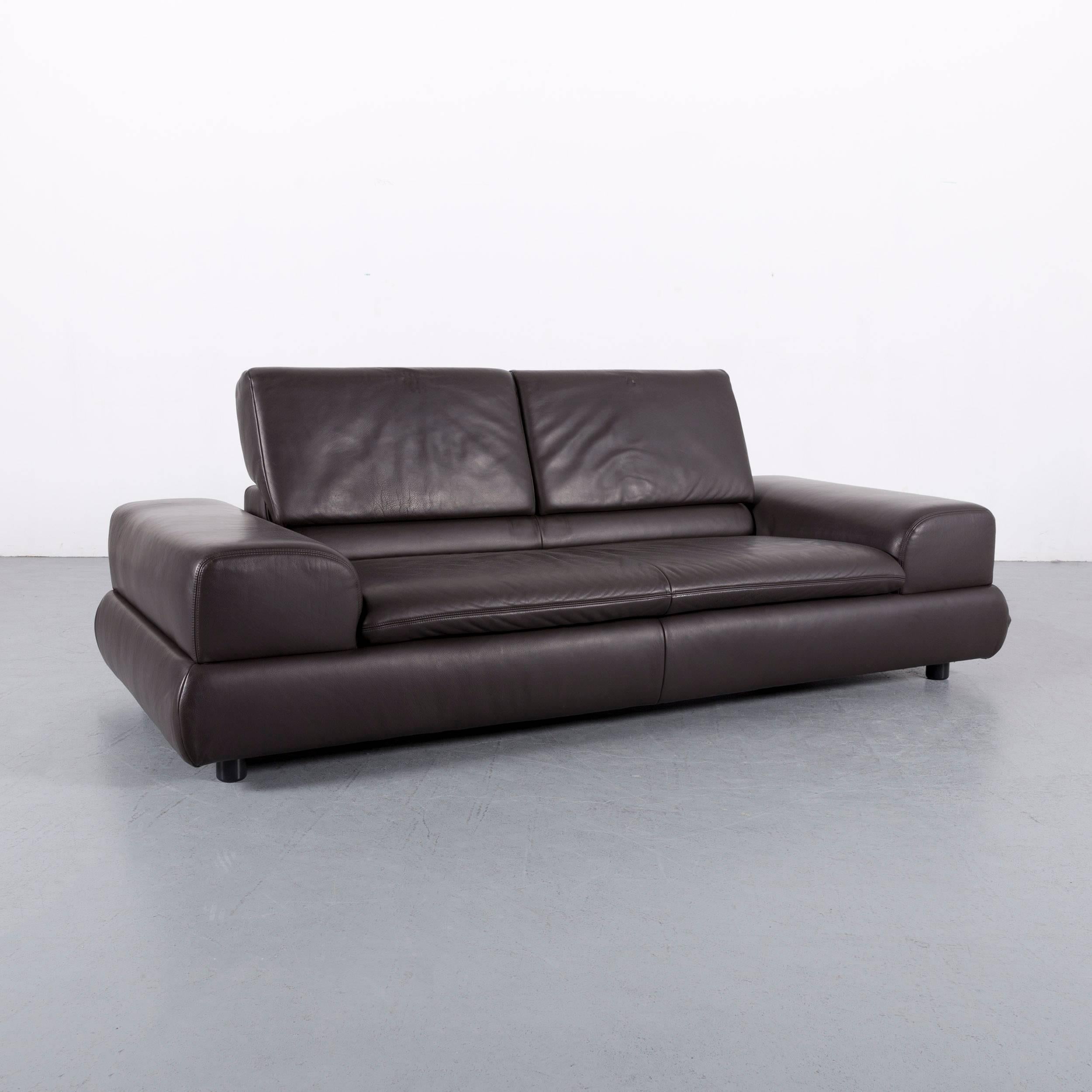 Koinor Designer Three-Seat Sofa Couch Brown Leather Function In Good Condition For Sale In Cologne, DE