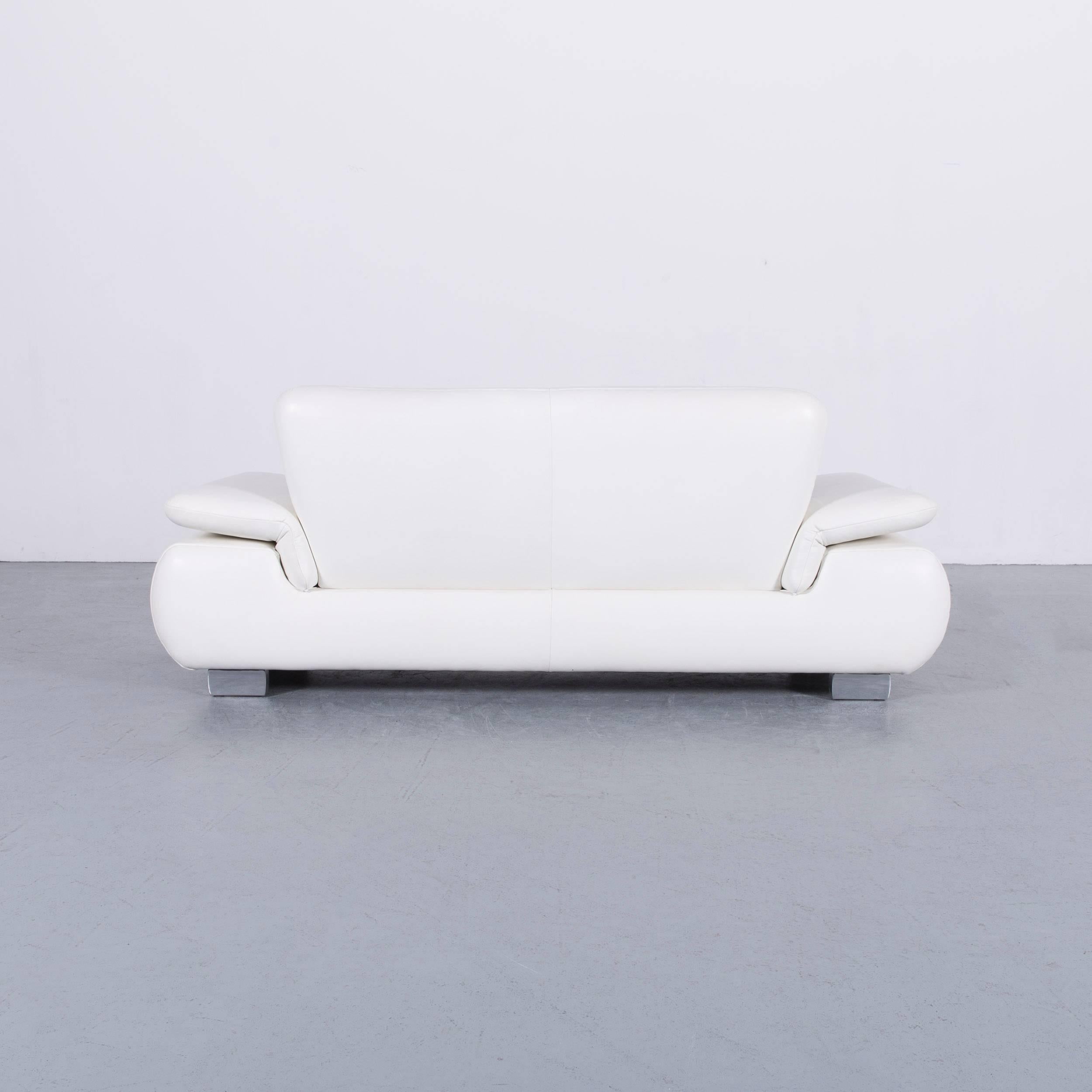 Koinor Designer Three-Seat Sofa White Leather Function Couch 8
