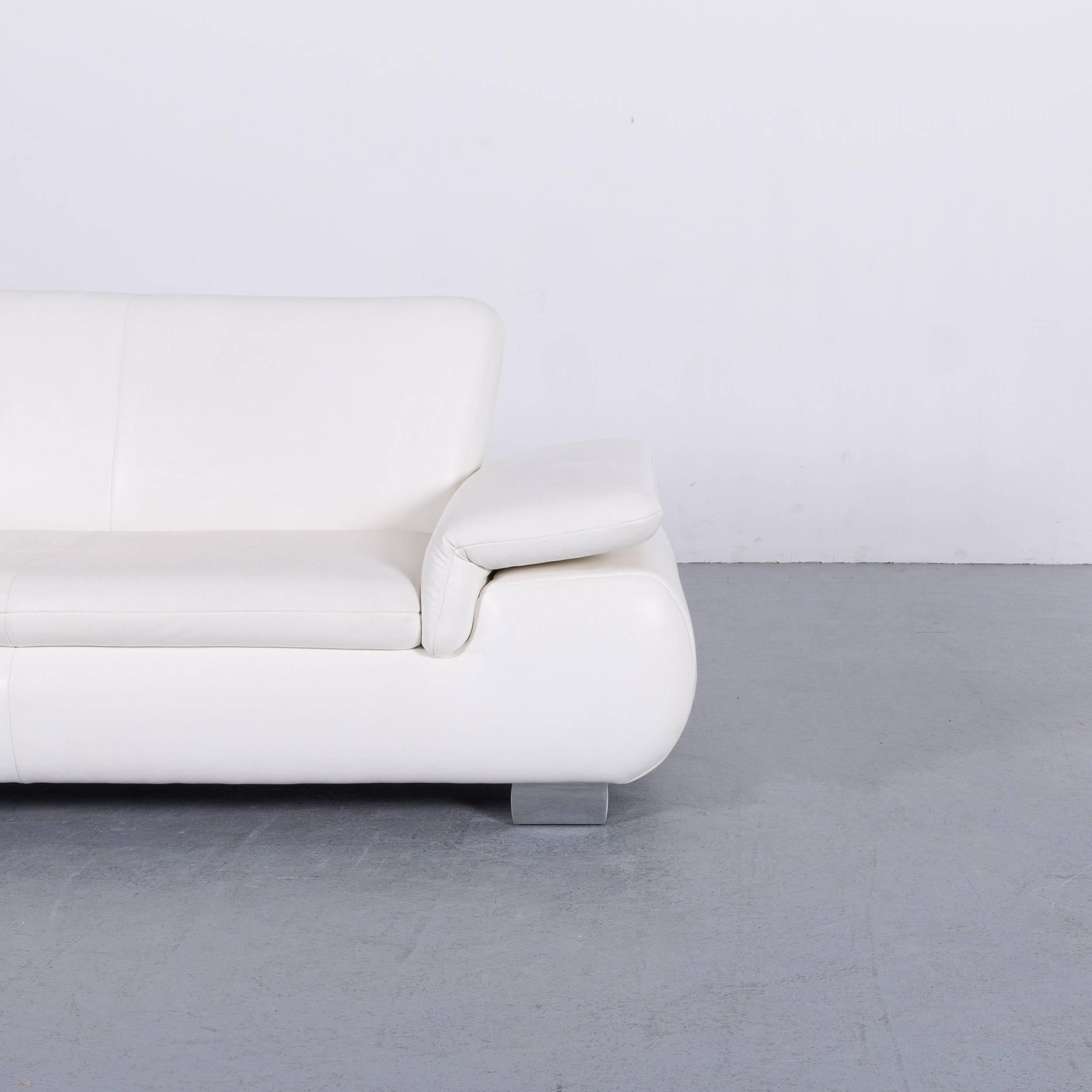 Contemporary Koinor Designer Three-Seat Sofa White Leather Function Couch