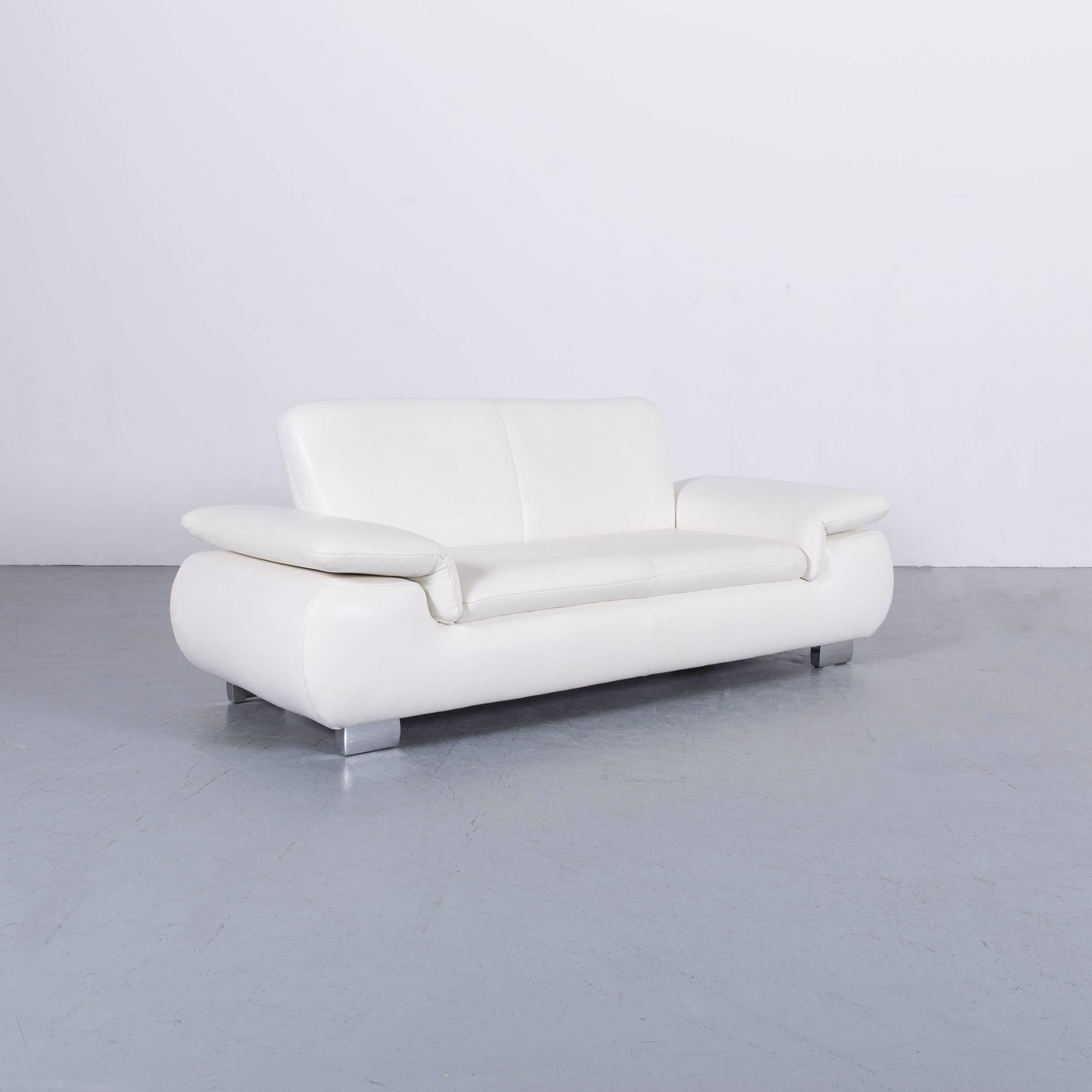 Koinor Designer Three-Seat Sofa White Leather Function Couch 3