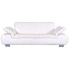 Koinor Designer Three-Seat Sofa White Leather Function Couch