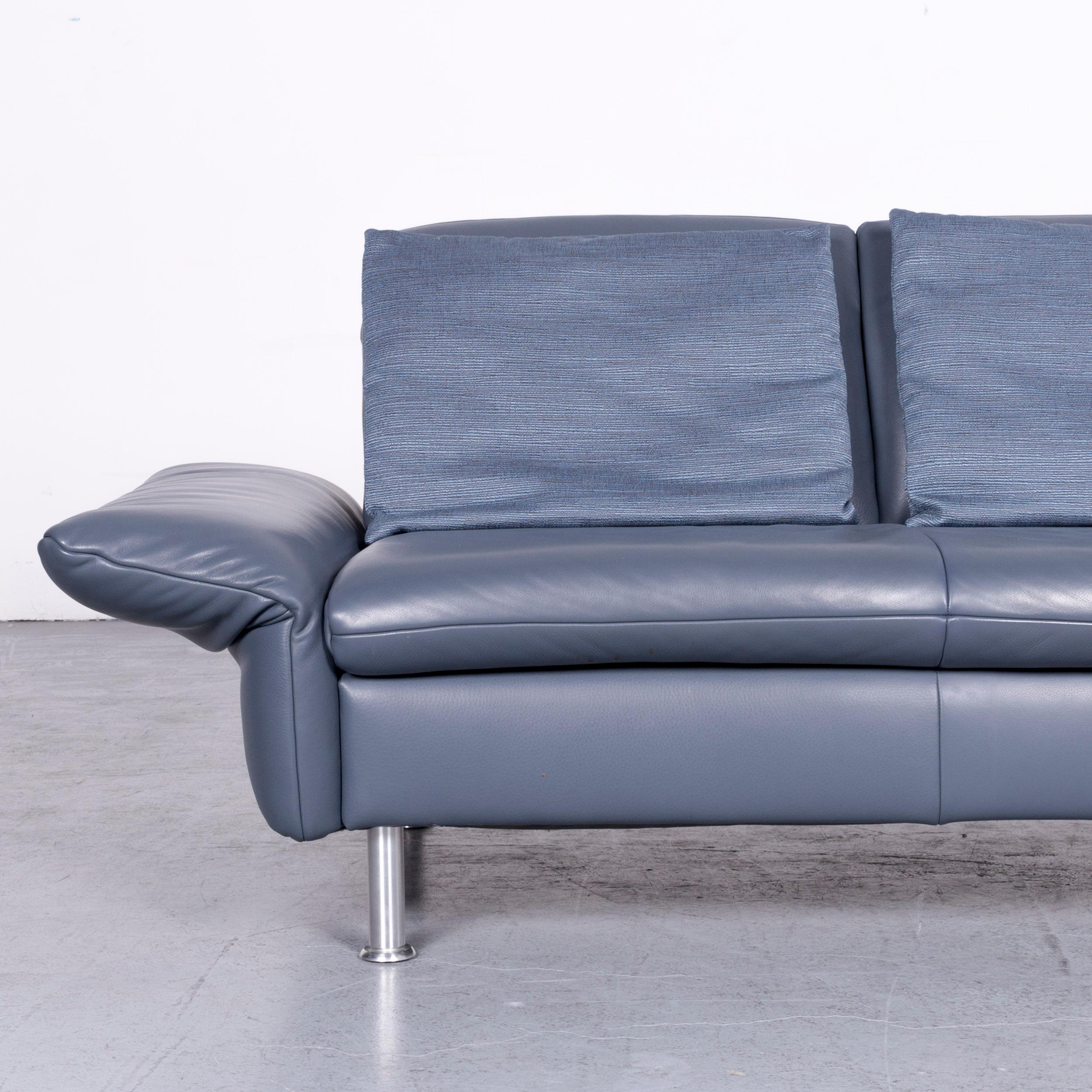 Koinor Designer Two-Seat Sofa Blue Leather Couch 1