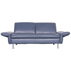 Koinor Designer Two-Seat Sofa Blue Leather Couch