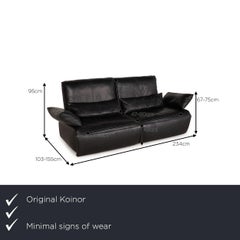 Koinor Easy Leather Sofa Black Three-Seater Couch Function Relaxation Function