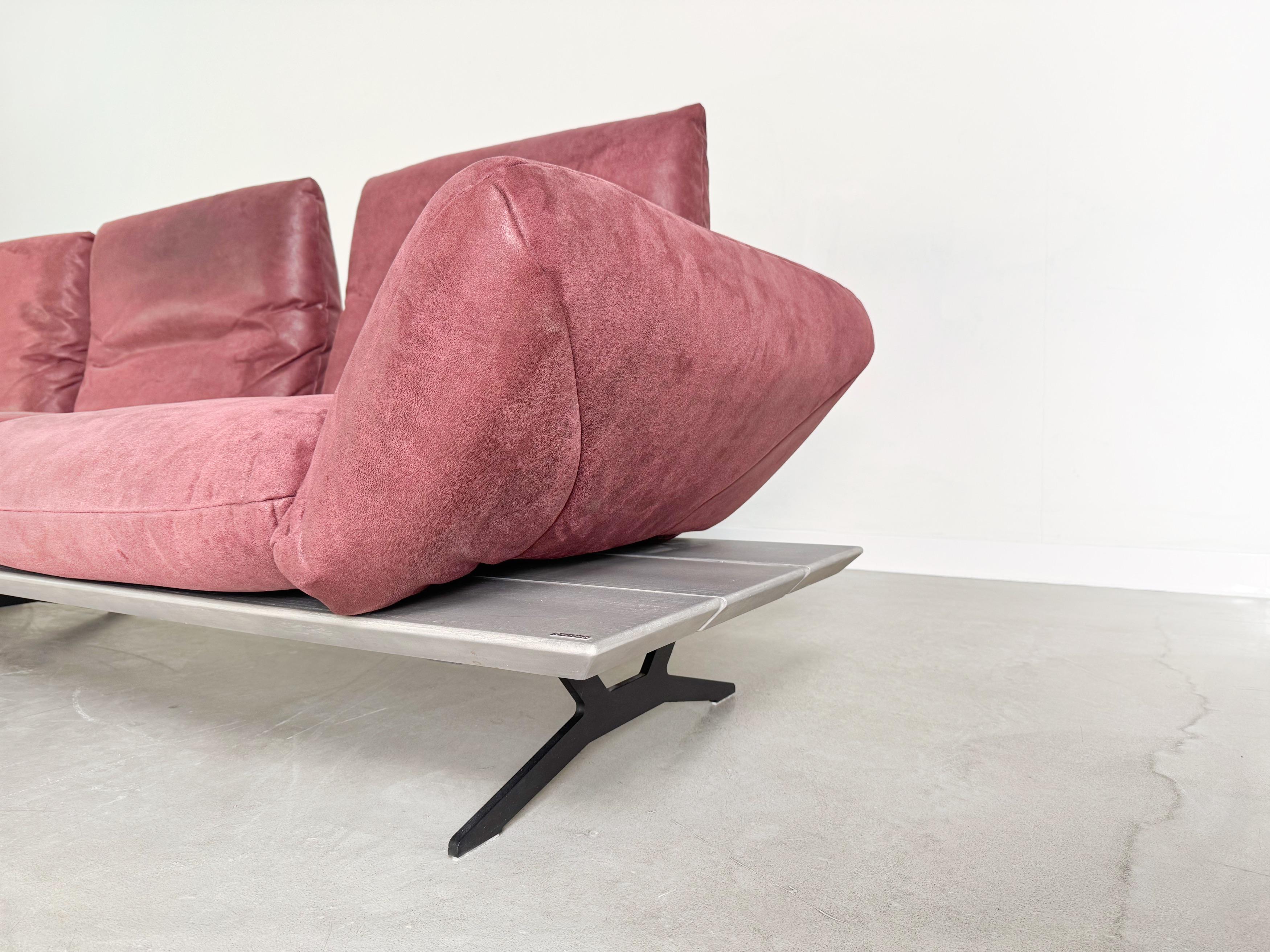 Cuir Koinor Ecksofa Marylin Design/One Couch rot Wildleder en vente