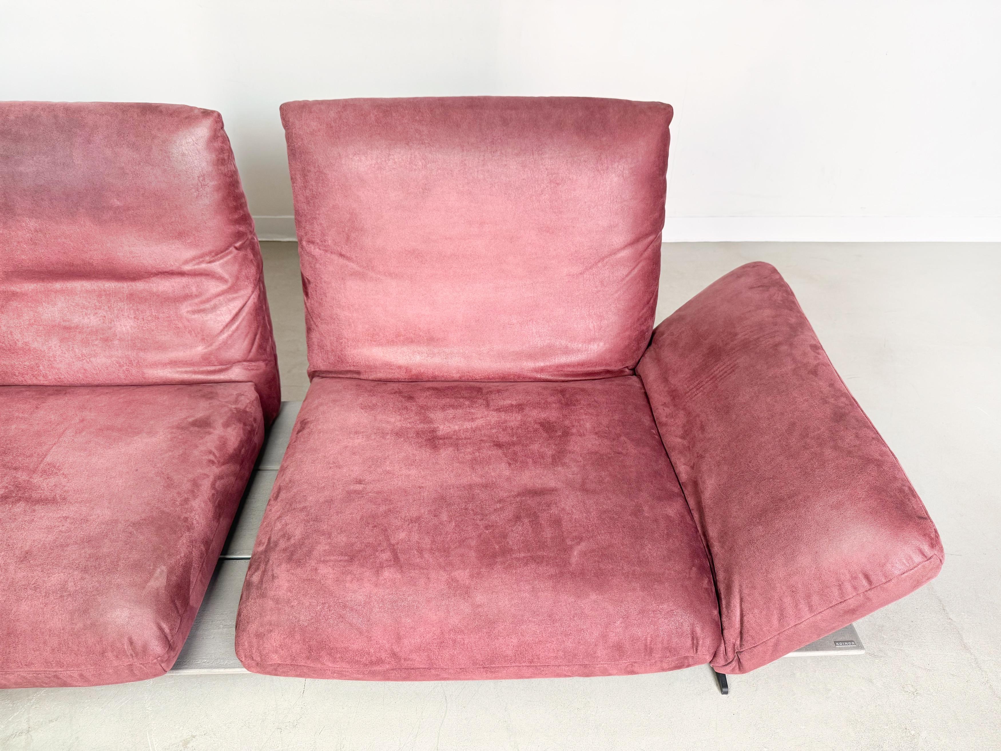 Koinor Ecksofa Marylin Design/One Couch rot Wildleder en vente 2