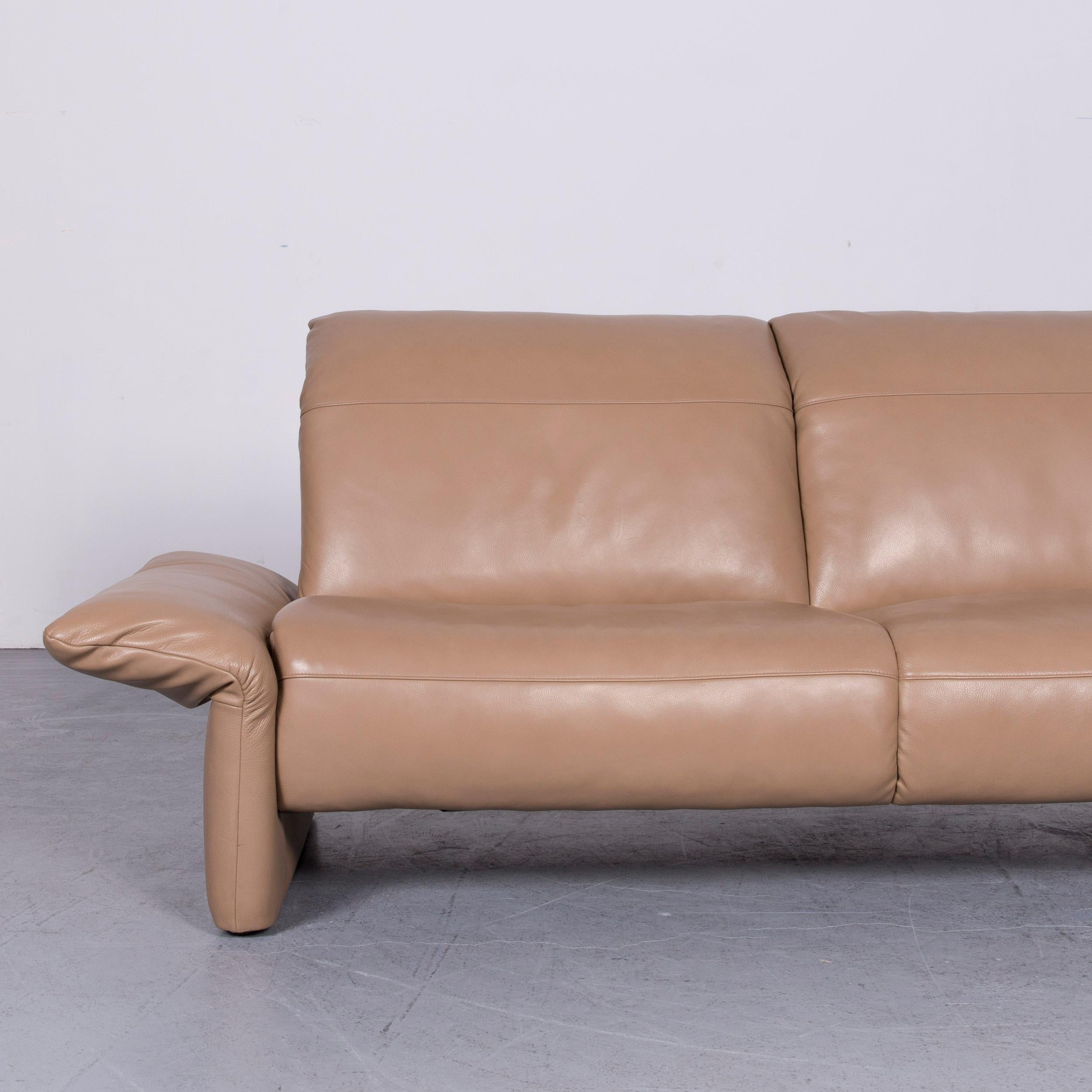 Koinor Elena Designer Leather Sofa Beige Genuine Leather Three-Seat Couch In Good Condition For Sale In Cologne, DE