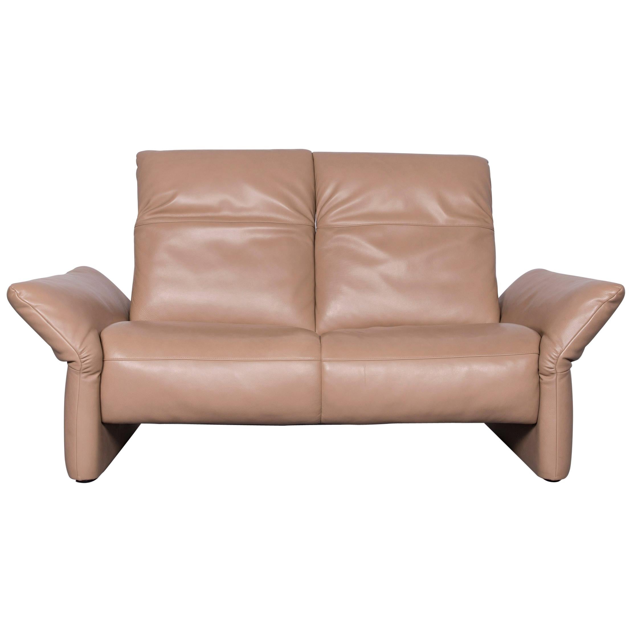 Koinor Elena Designer Two-Seat Sofa Beige Leather Function Couch For Sale