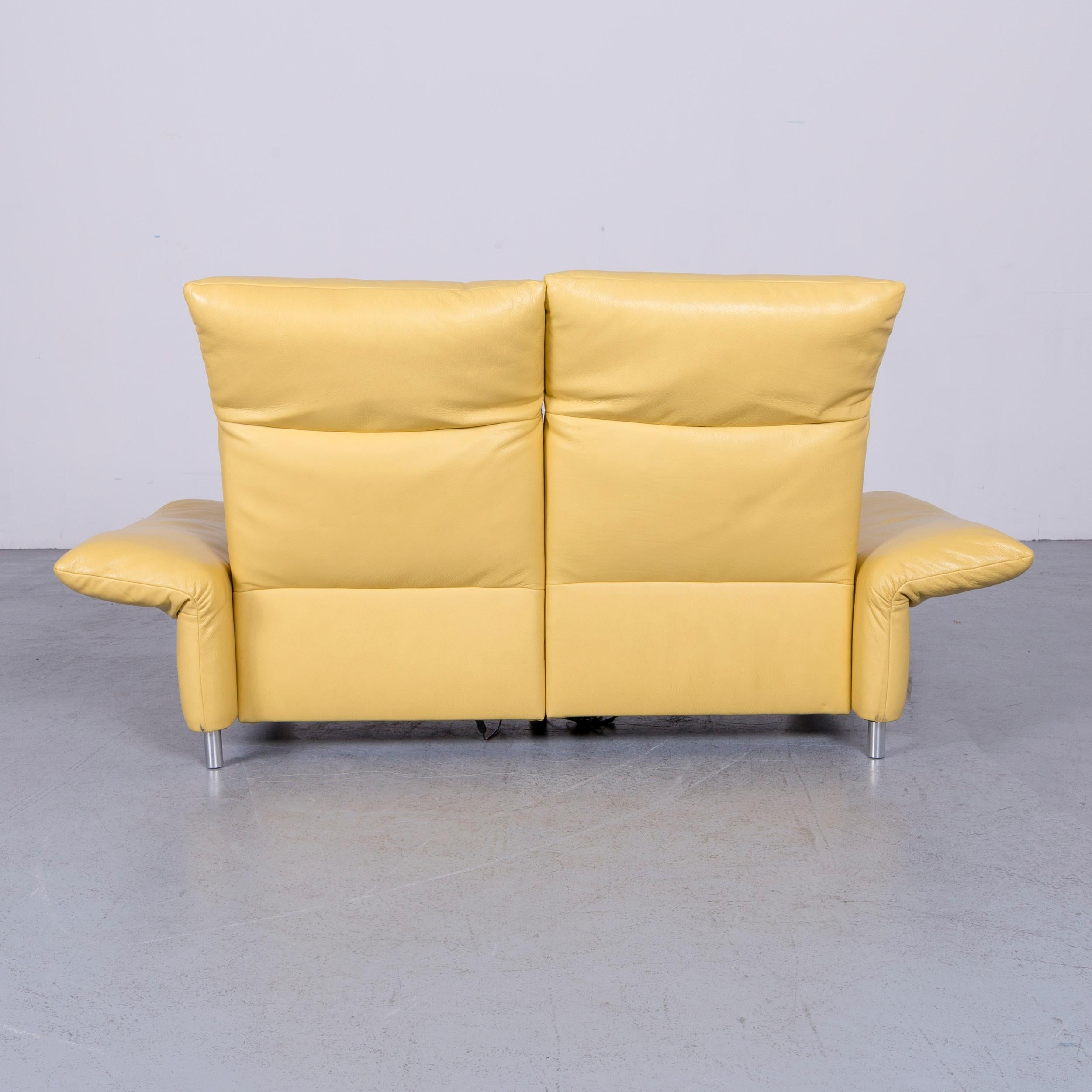 Koinor Elena Designer Two-Seat Sofa Yellow Leather Electric Function Couch 6
