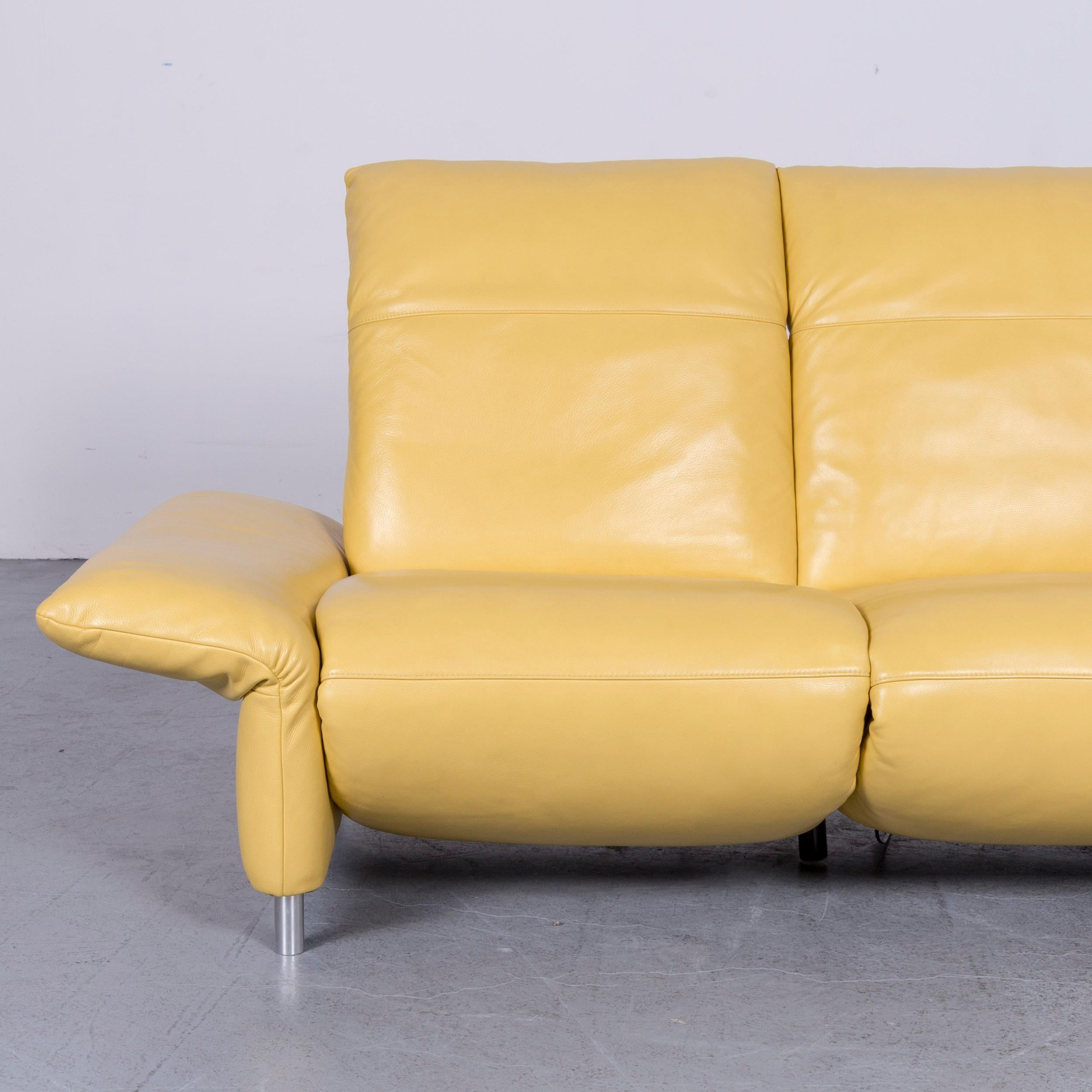 Koinor Elena Designer Two-Seat Sofa Yellow Leather Electric Function Couch In Good Condition In Cologne, DE