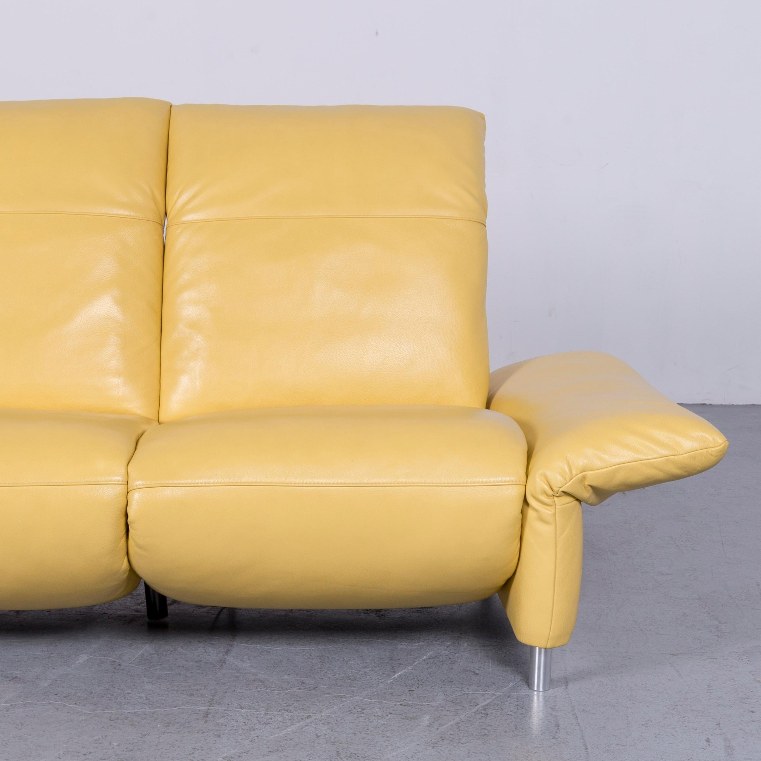 Contemporary Koinor Elena Designer Two-Seat Sofa Yellow Leather Electric Function Couch