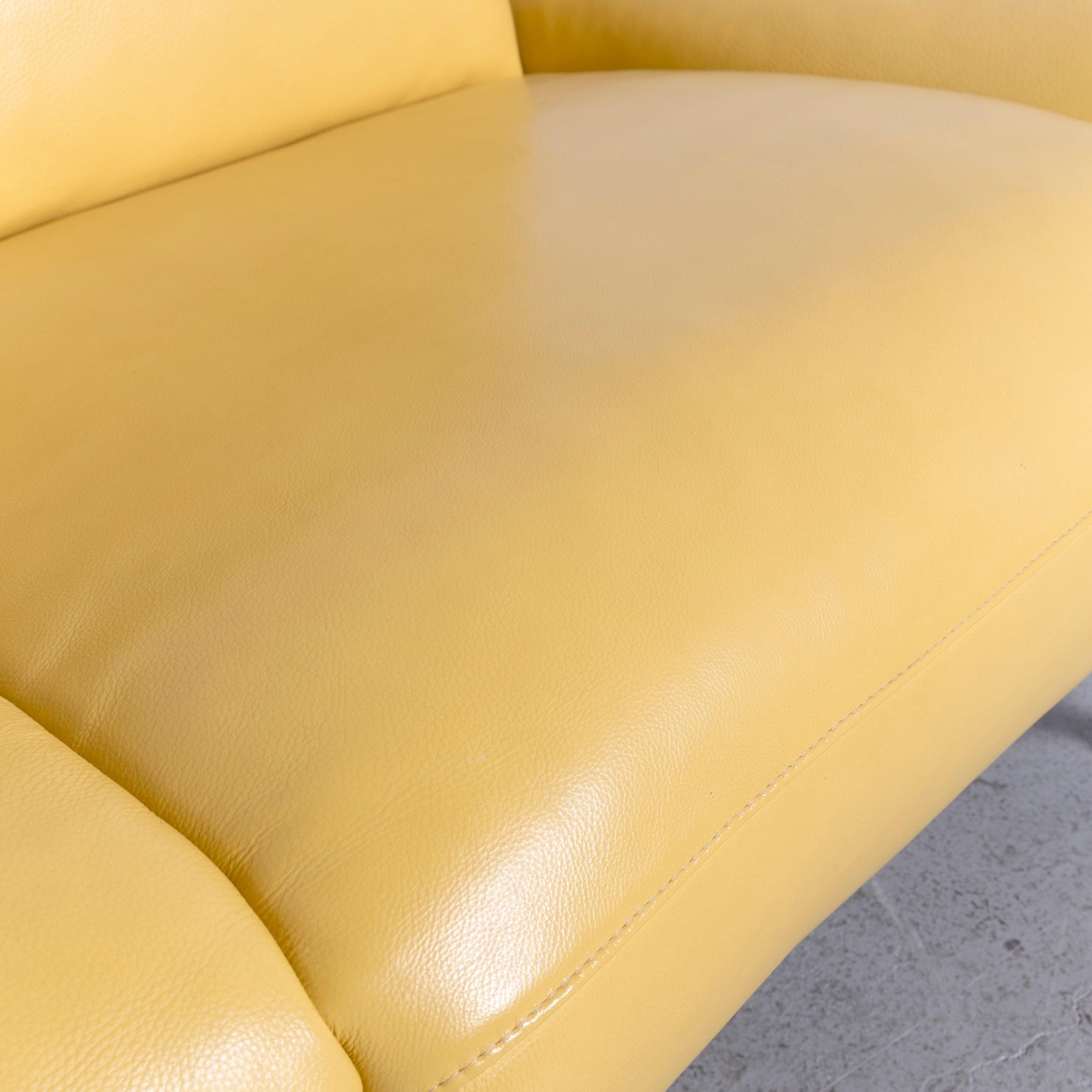 Koinor Elena Designer Two-Seat Sofa Yellow Leather Electric Function Couch 1