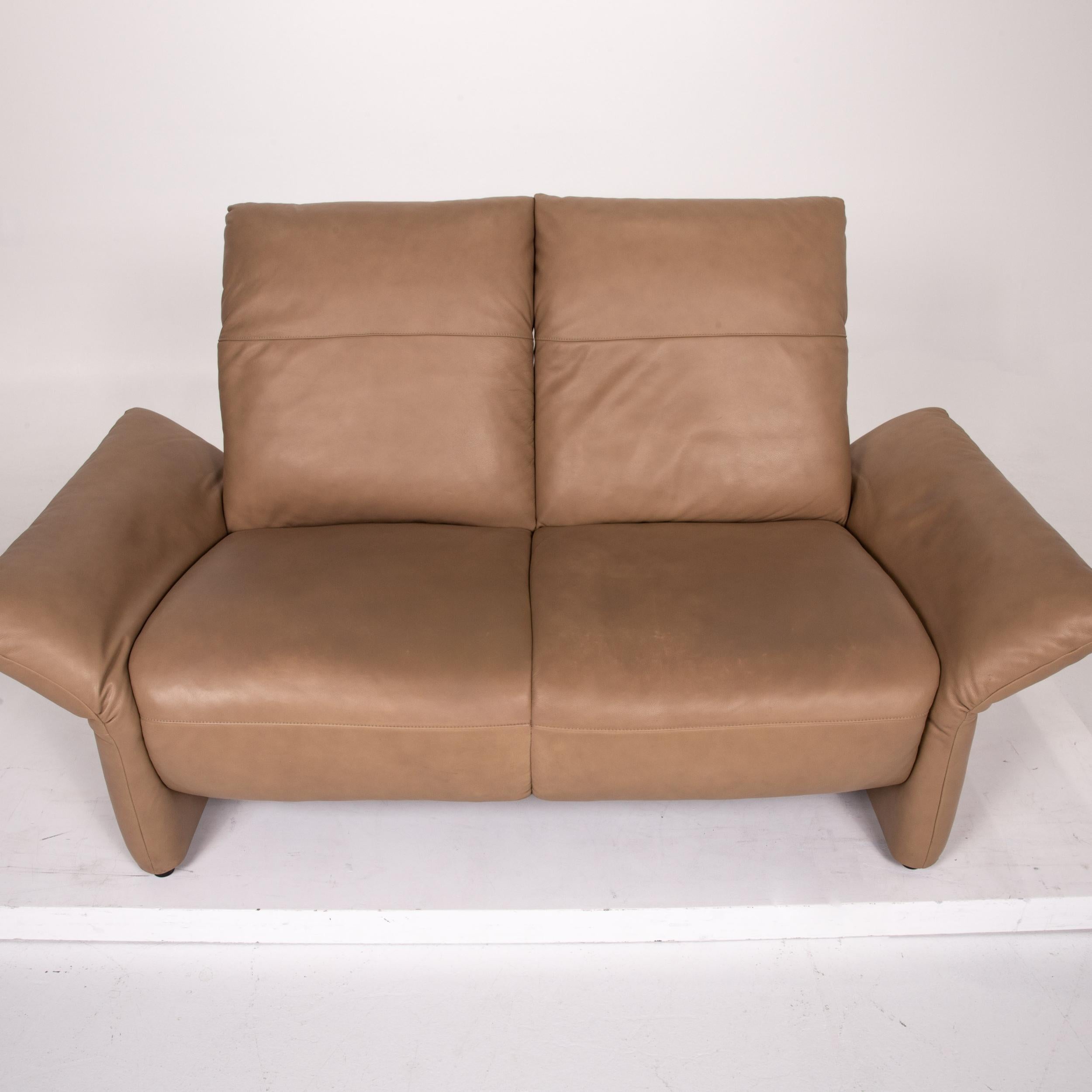 Koinor Elena Leather Sofa Brown Two-Seat Function Couch For Sale 1