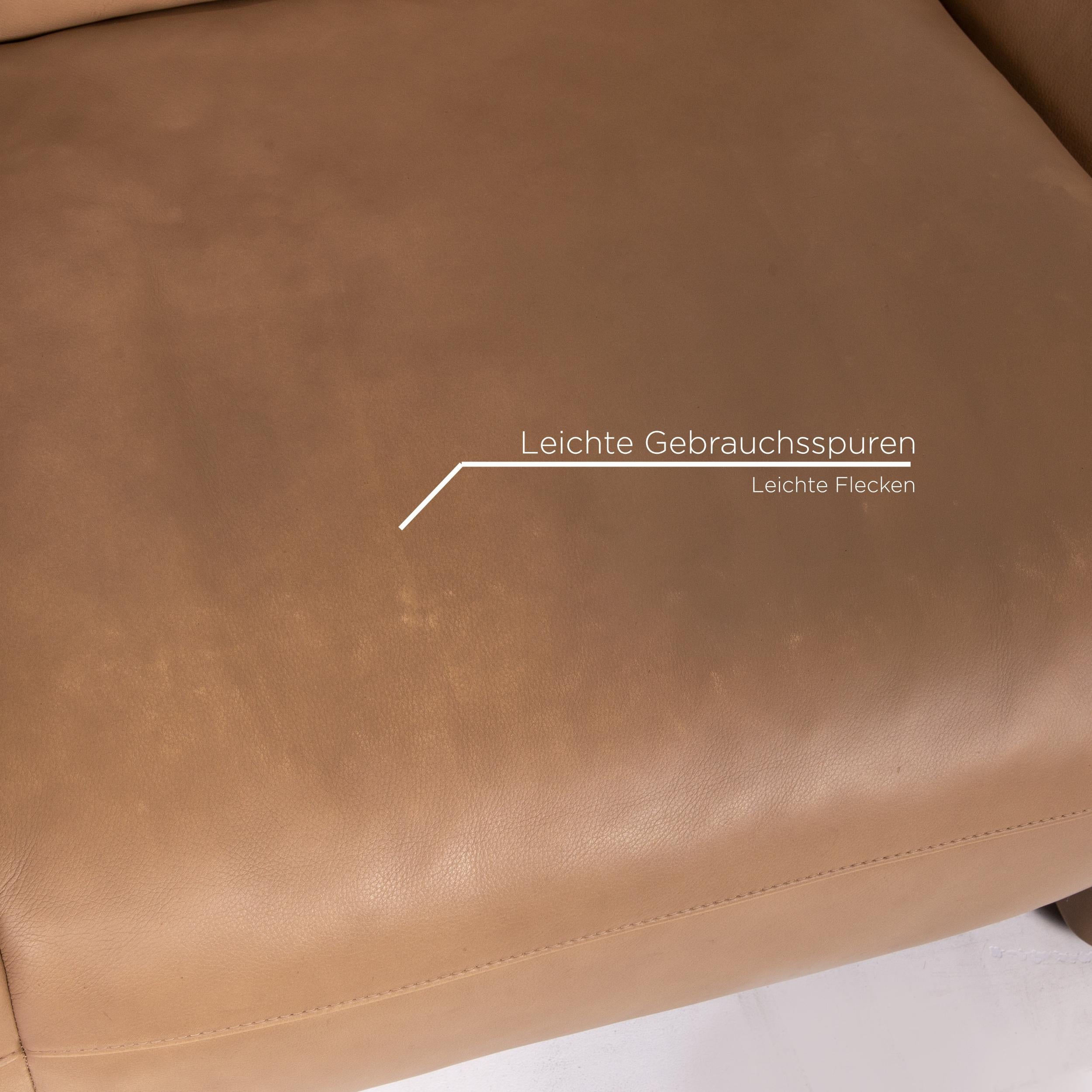 Modern Koinor Elena Leather Sofa Brown Two-Seat Function Couch For Sale